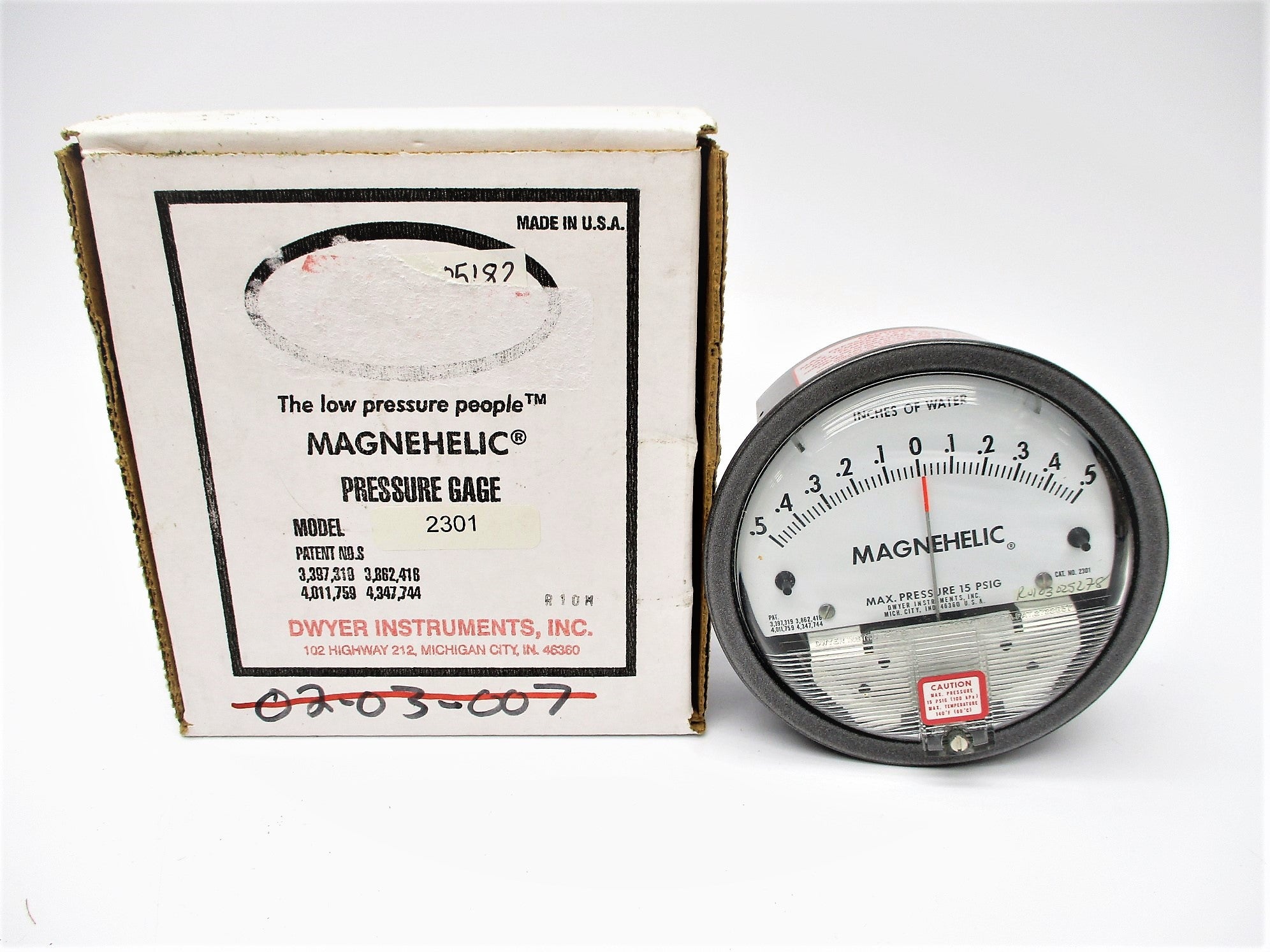 DWYER 2301 15PSI .5-0-.5 NSMP