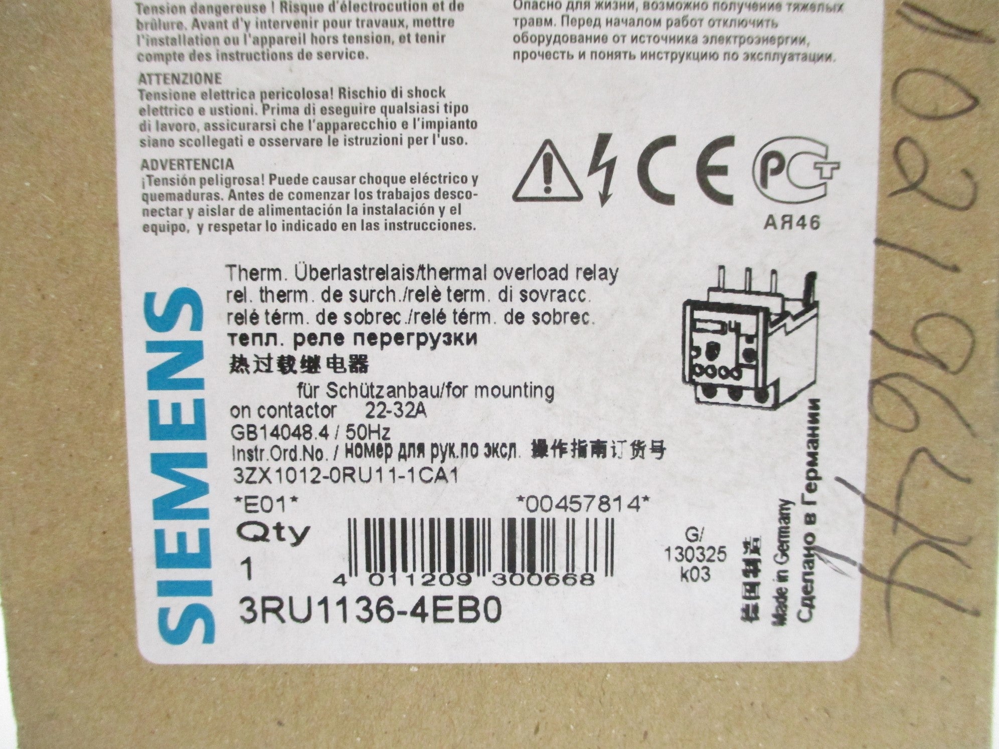 SIEMENS 3RU1136-4EB0 600VAC 22-32A NSMP