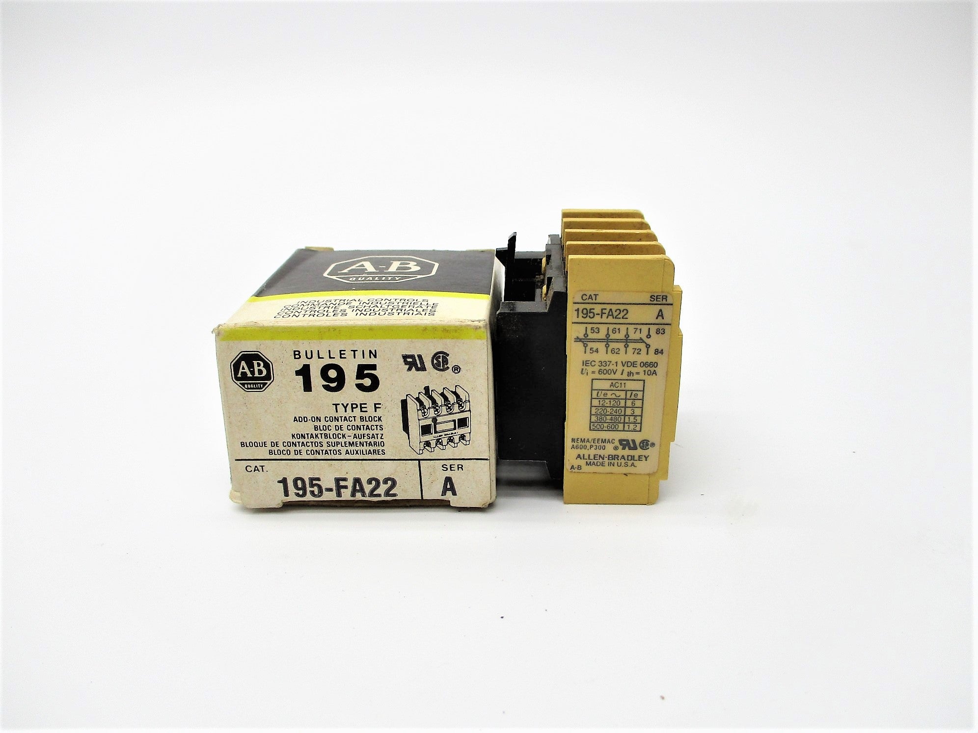 ALLEN BRADLEY 195-FA22 SER. A 600VAC 1.2A (BK/YL) NSMP