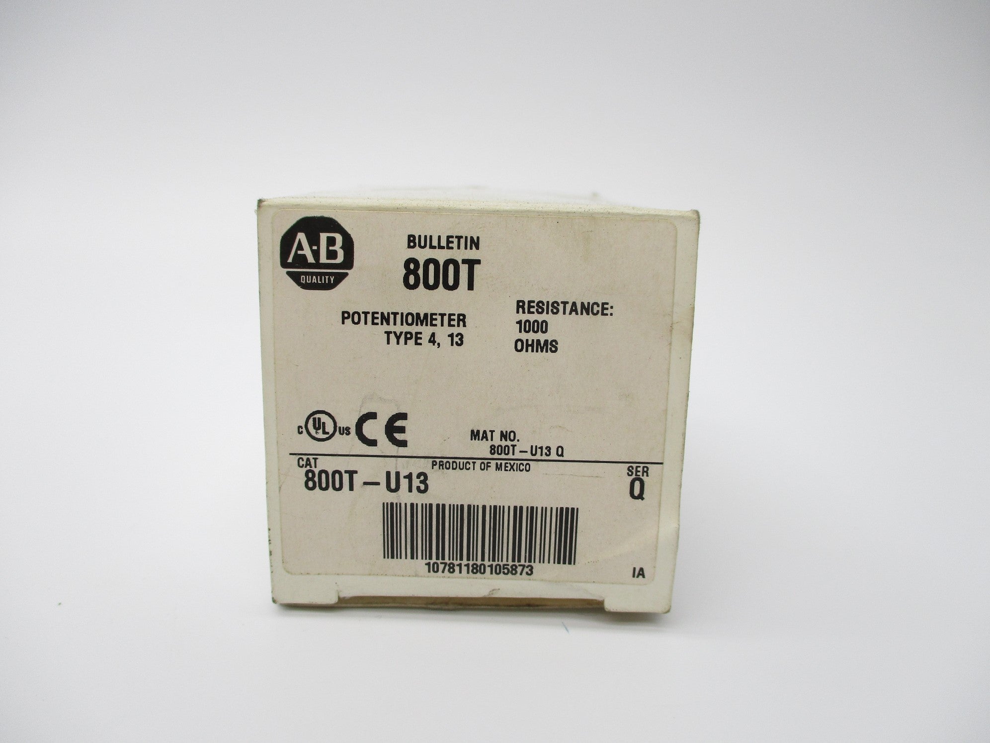 ALLEN BRADLEY 800T-U13 SER. Q 300VAC/DC (WH) NSMP