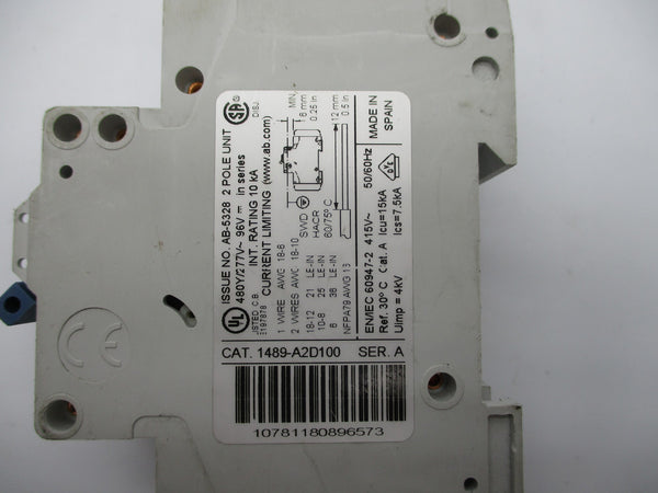 ALLEN BRADLEY 1489-A2D100 SER. A 277V 10A NSNP
