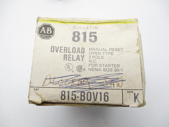 ALLEN BRADLEY 815-BOV16 SER. K 600VAC (BK/YL) NSMP