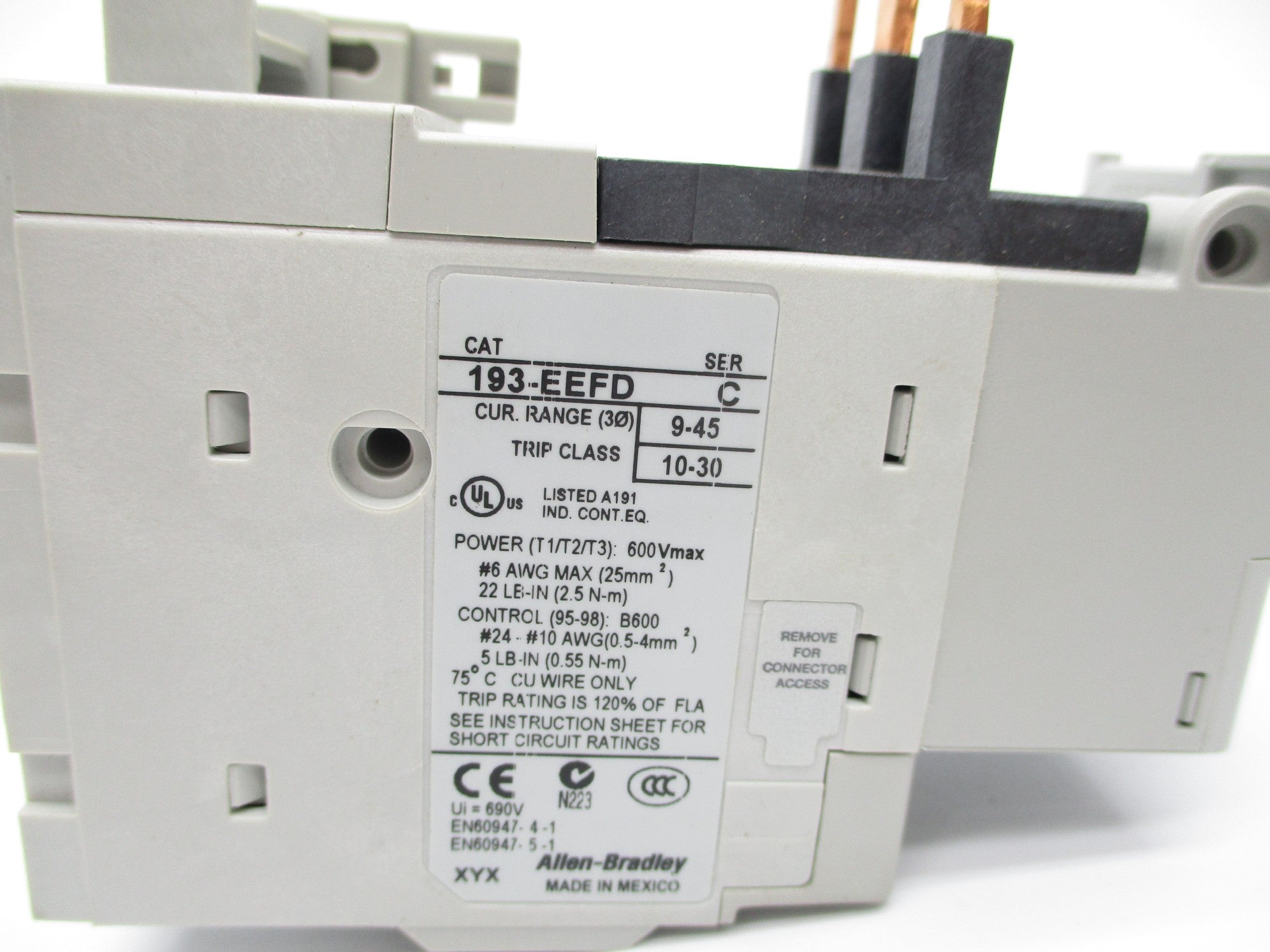 ALLEN BRADLEY 193-EEFD SER. C 600V 9-45A NSNP