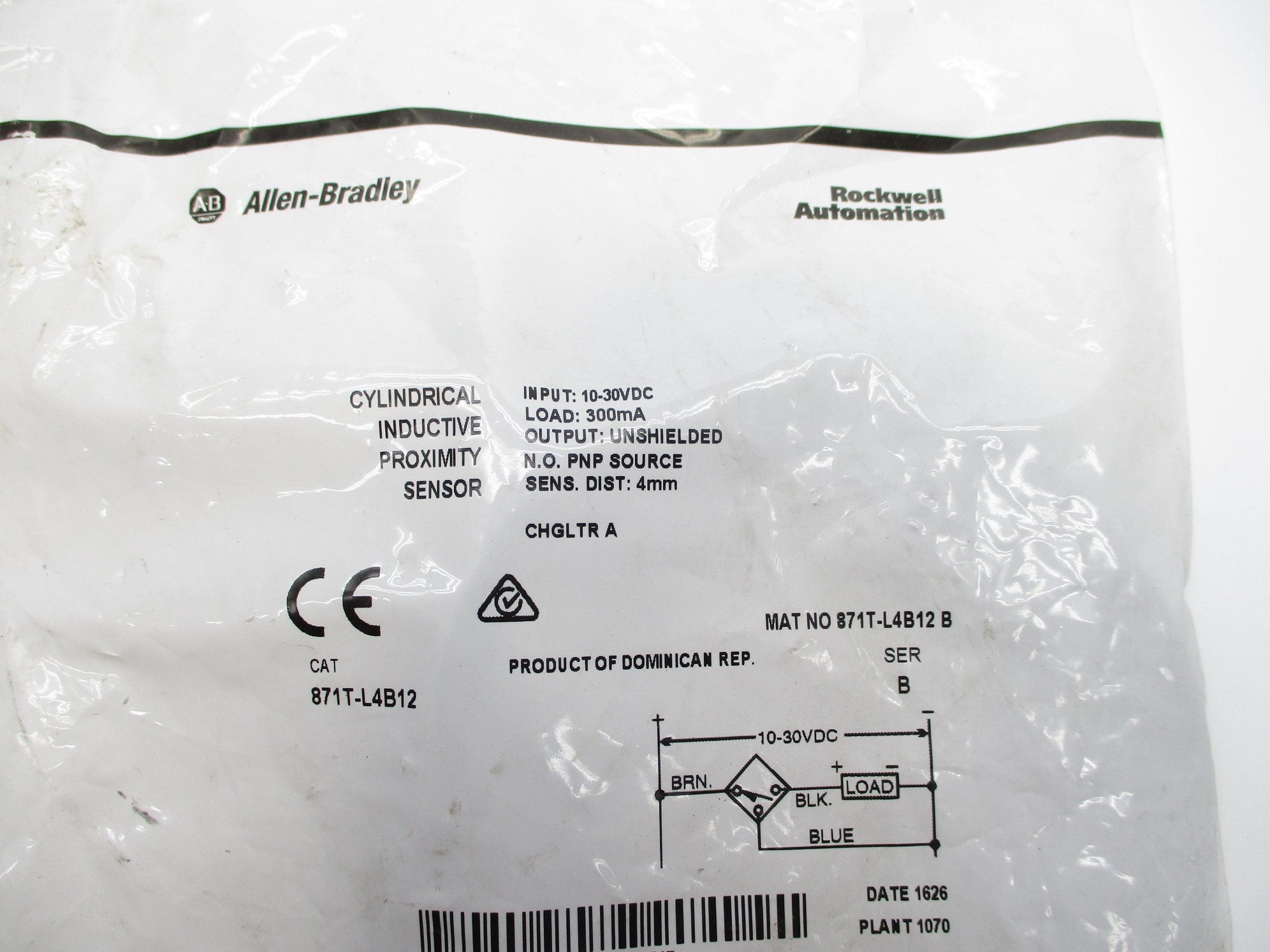 ALLEN BRADLEY 871T-L4B12 SER. B 10-30VDC NSMP