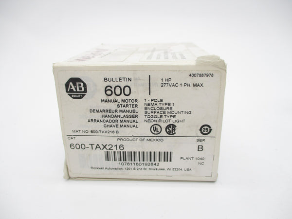 ALLEN BRADLEY 600-TAX216 SER. B (WH) NSMP