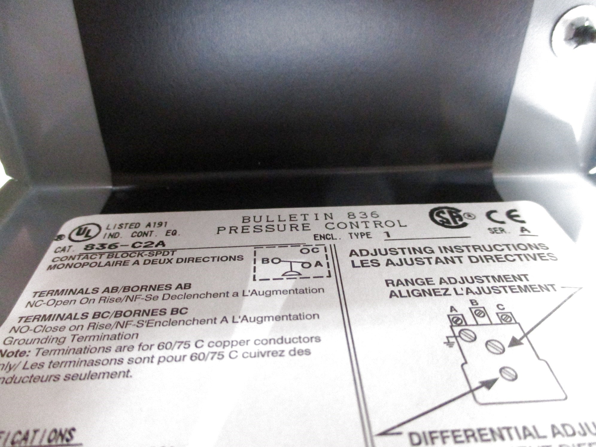 ALLEN BRADLEY 836-C2A SER. A 24-600V 65PSI NSNP