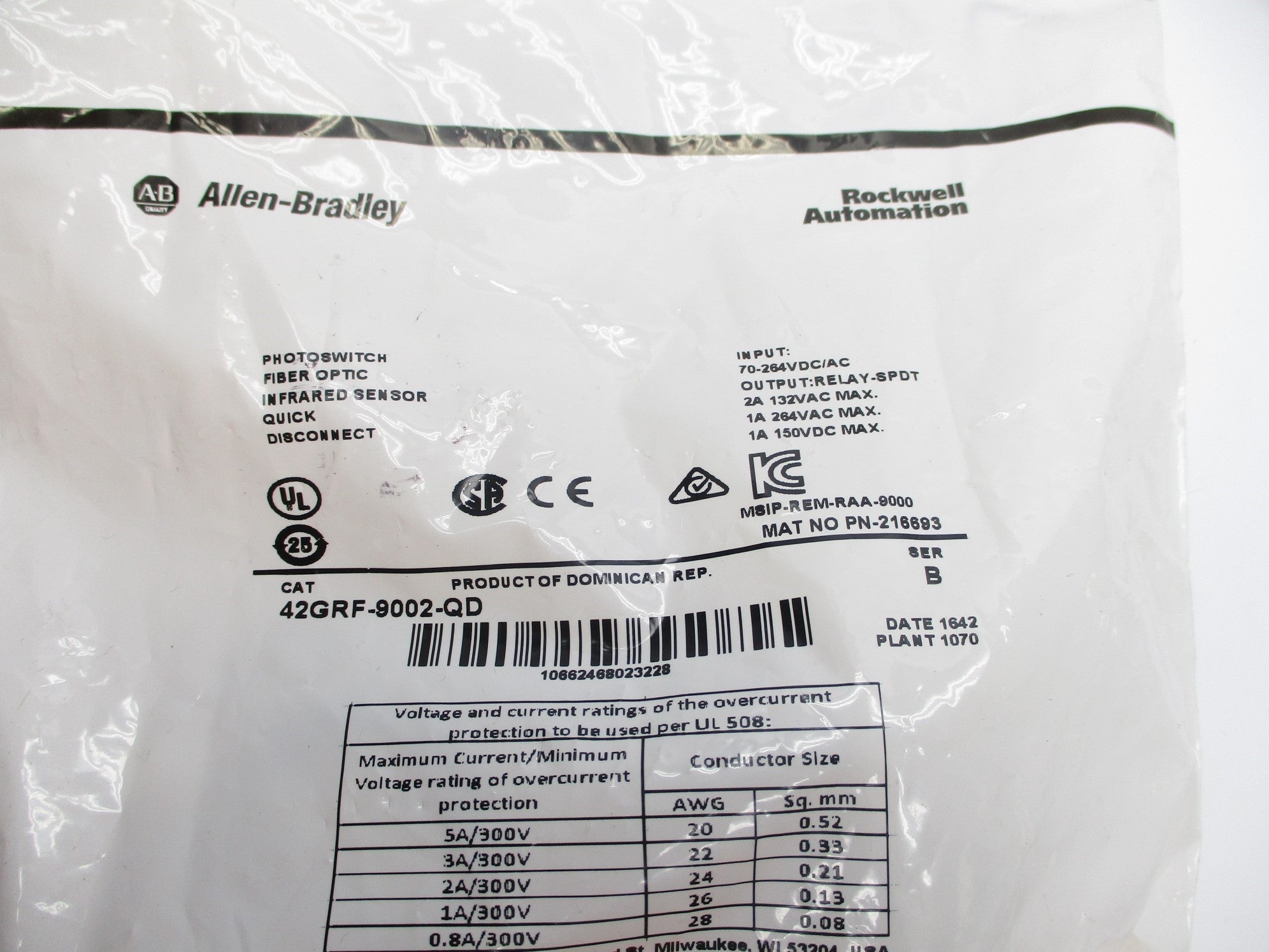 INDUSTRIAL SPARE PART 42GRF-9002-QD SER. B 70-264VAC/DC 1A NSMP