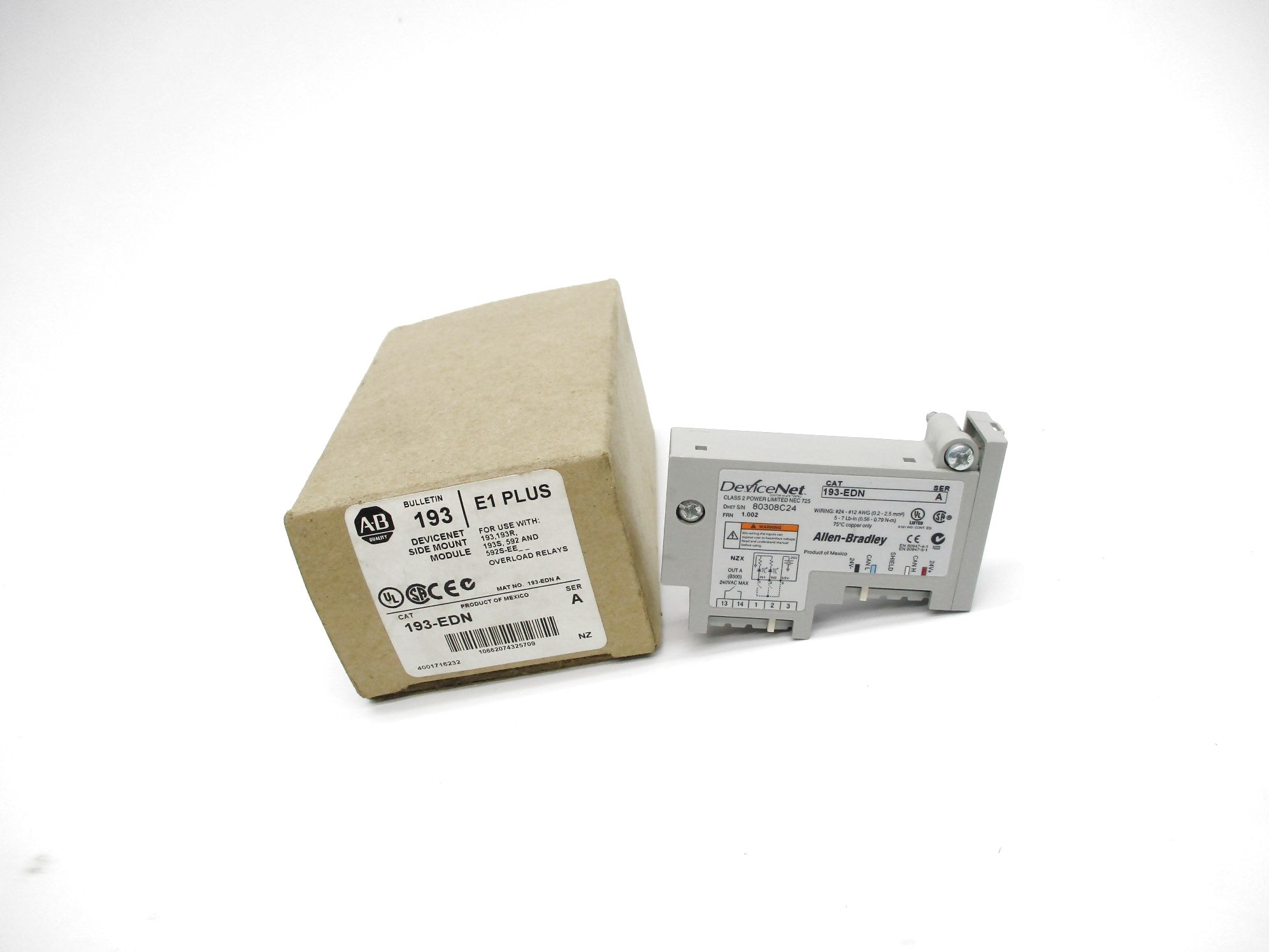 ALLEN BRADLEY 193-EDN SER. A 240VAC F/W 1.002  (BR/WH) NSMP