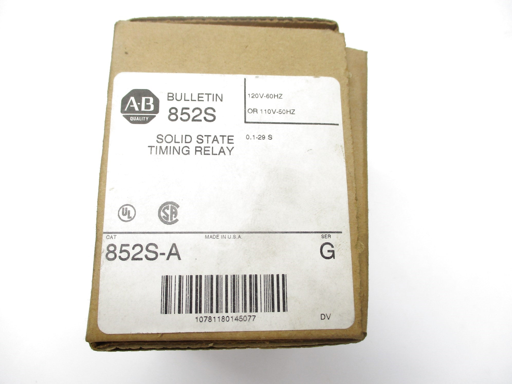 INDUSTRIAL SPARE PART 852S-A SER. G 110/120V 3A 0.1-29S (BR/WH) NSMP