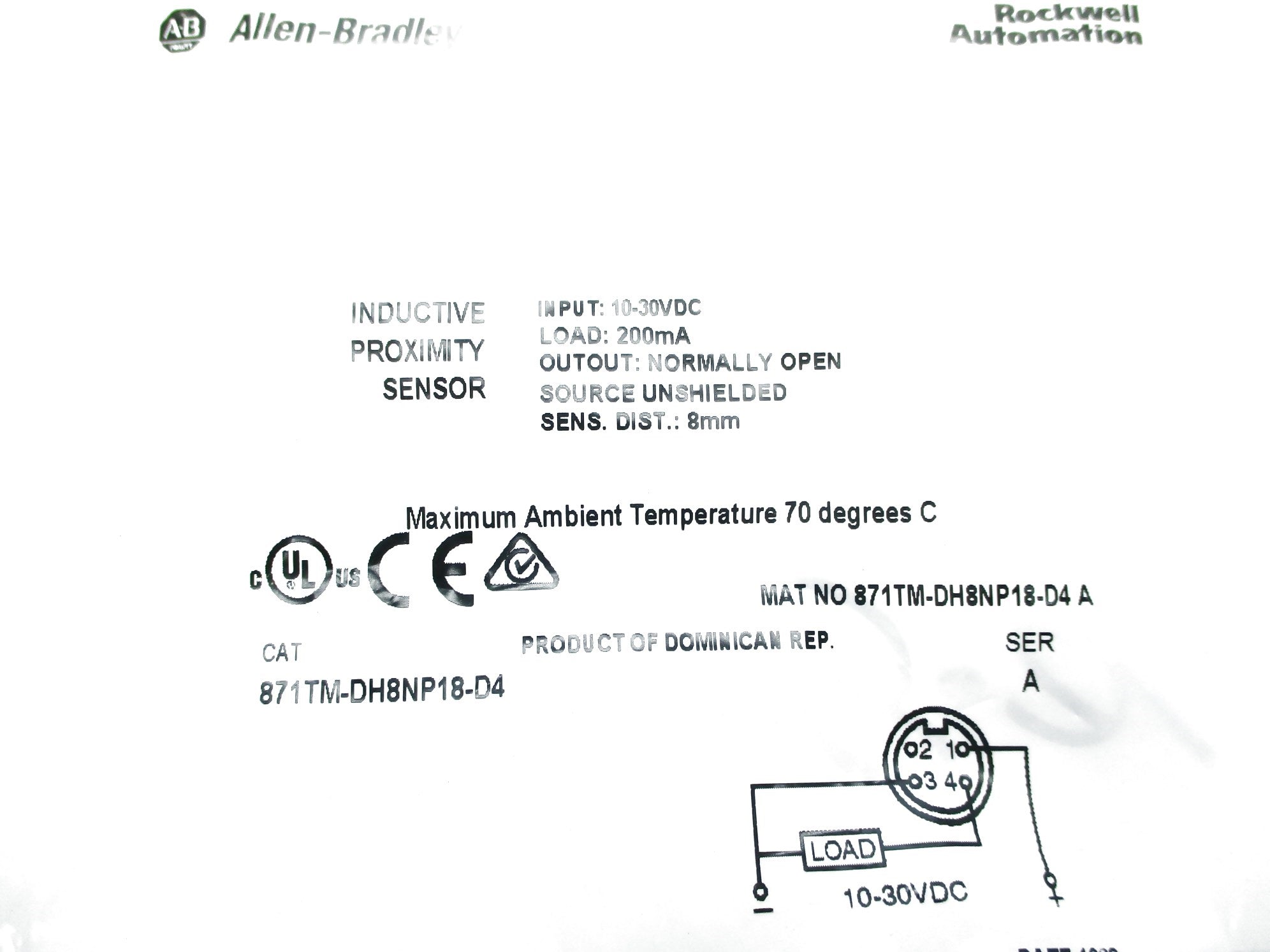 ALLEN BRADLEY 871TM-DH8NP18-D4 SER. A NSMP