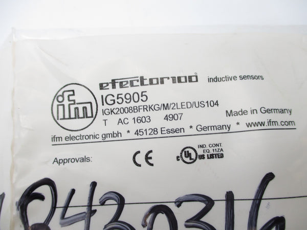 IFM EFECTOR IG5905 IGK2008BFRKG/M/2LED/US104 NSMP