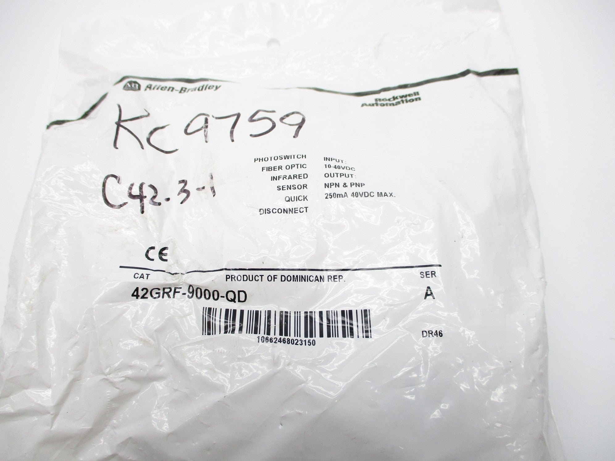 ALLEN BRADLEY 42GRF-9000-QD SER. A 10-40VDC NSMP