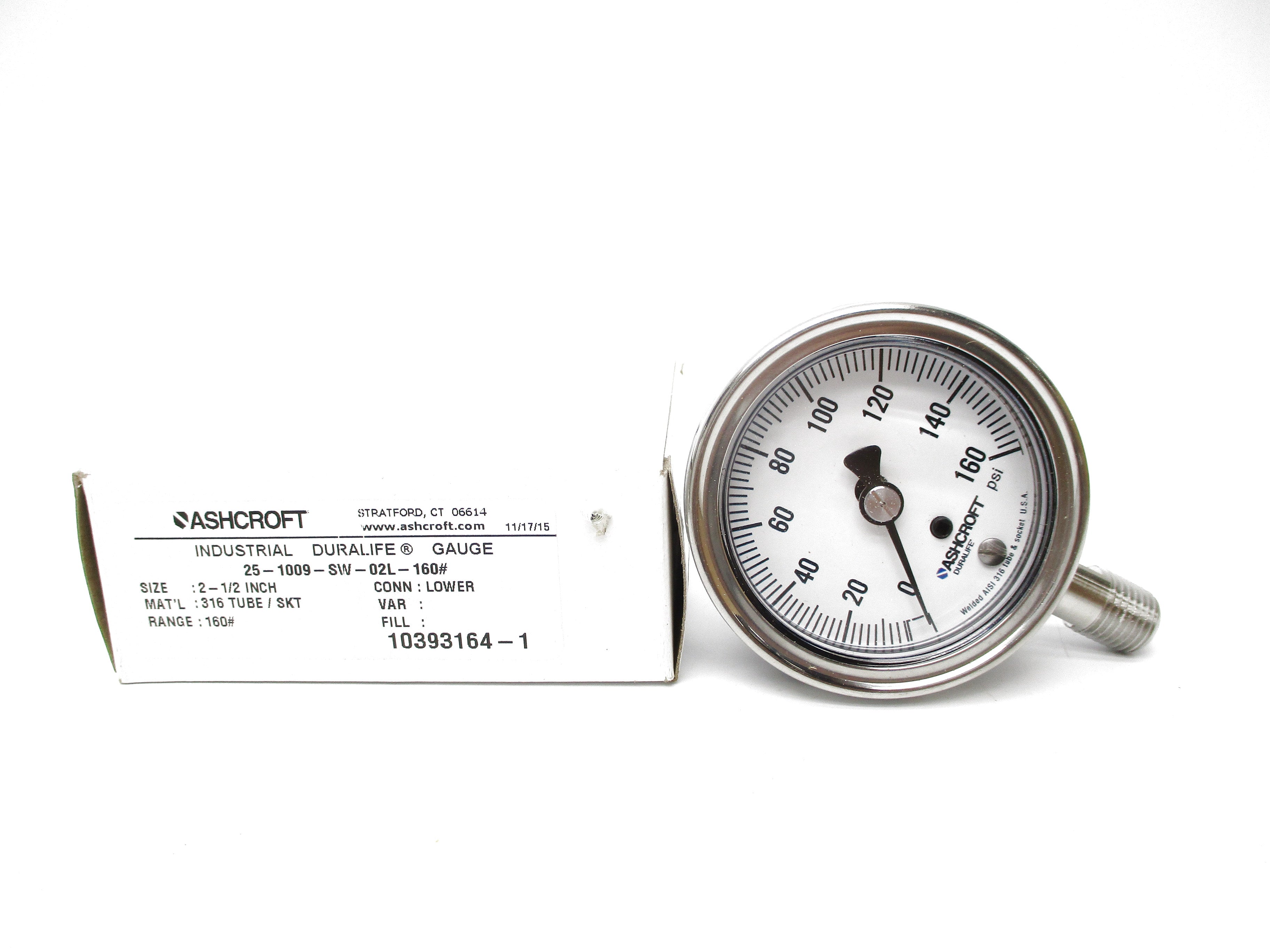 ASHCROFT 25-1009-SW-02L-160# 0-160PSI 2-1/2" NSMP