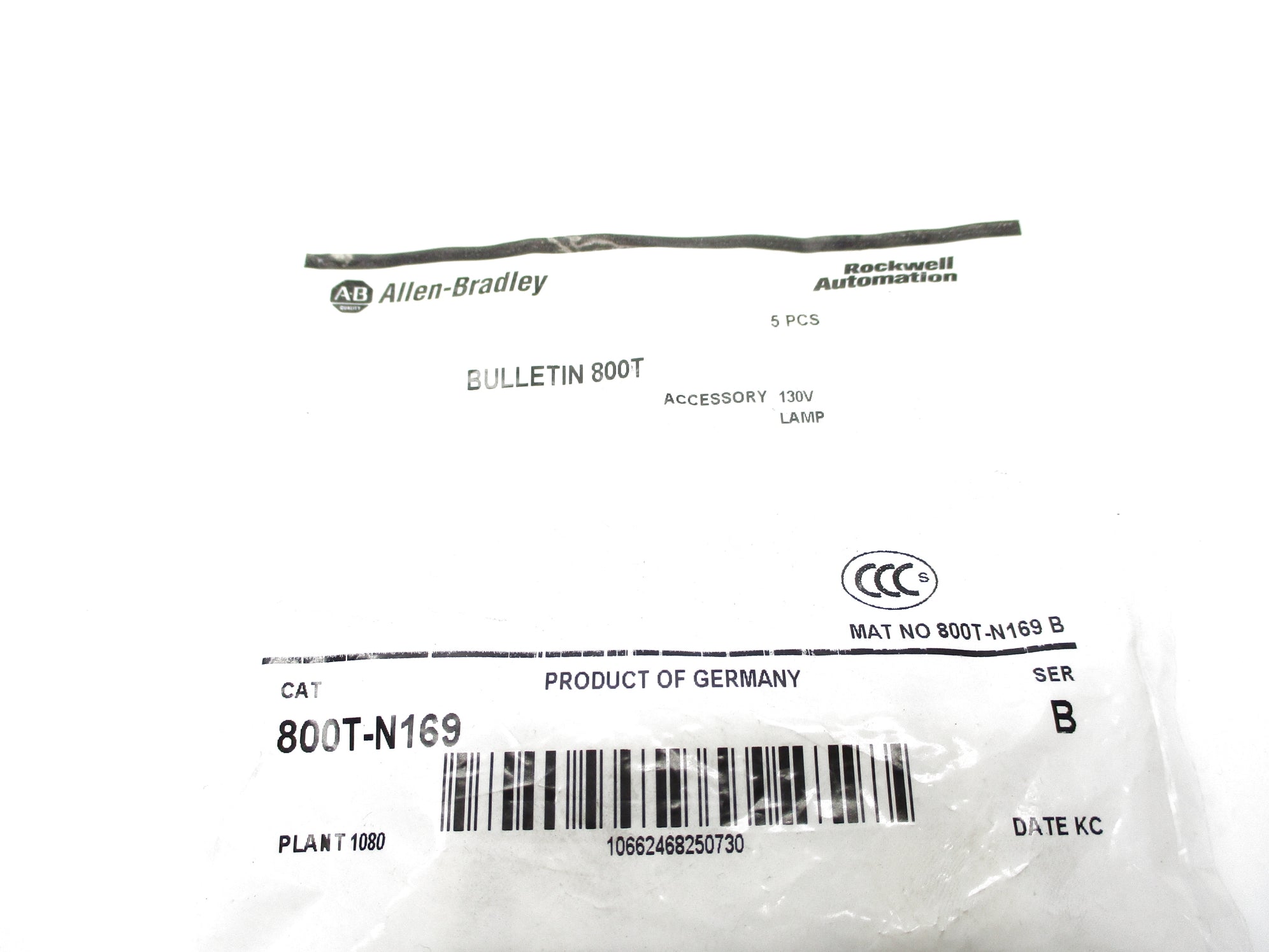 ALLEN BRADLEY 800T-N169 SER. B 130V (PKG OF 5) NSMP