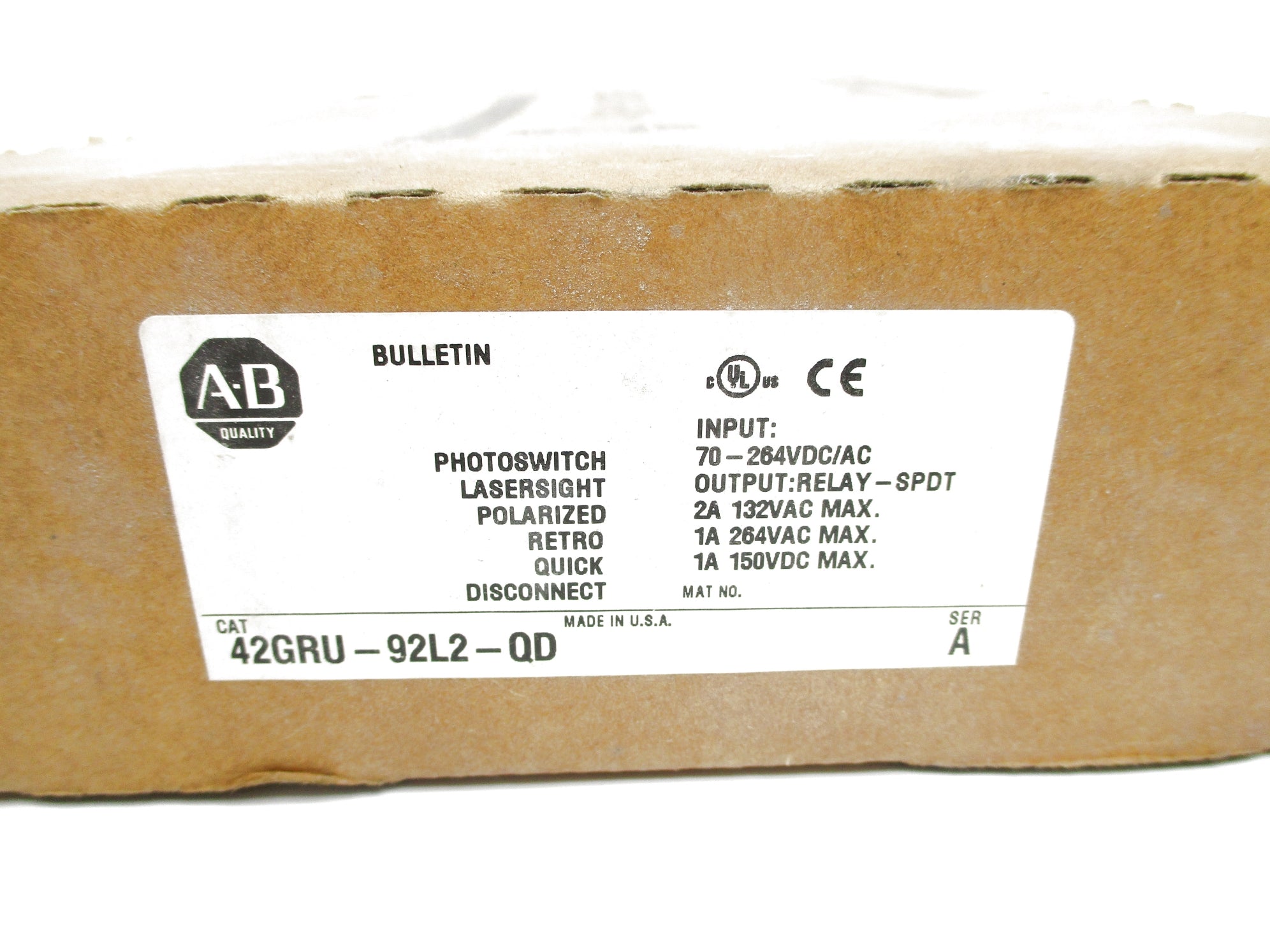 ALLEN BRADLEY 42GRU-92L2-QD SER. A 105-132VAC (BR/WH) NSMP
