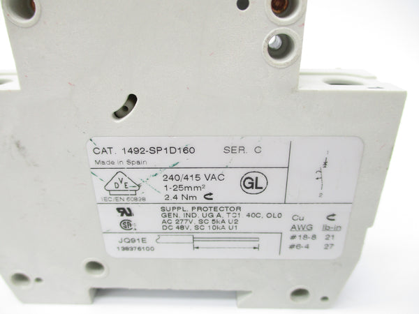 ALLEN BRADLEY 1492-SP1D160 SER. C 16A 277VAC UNMP