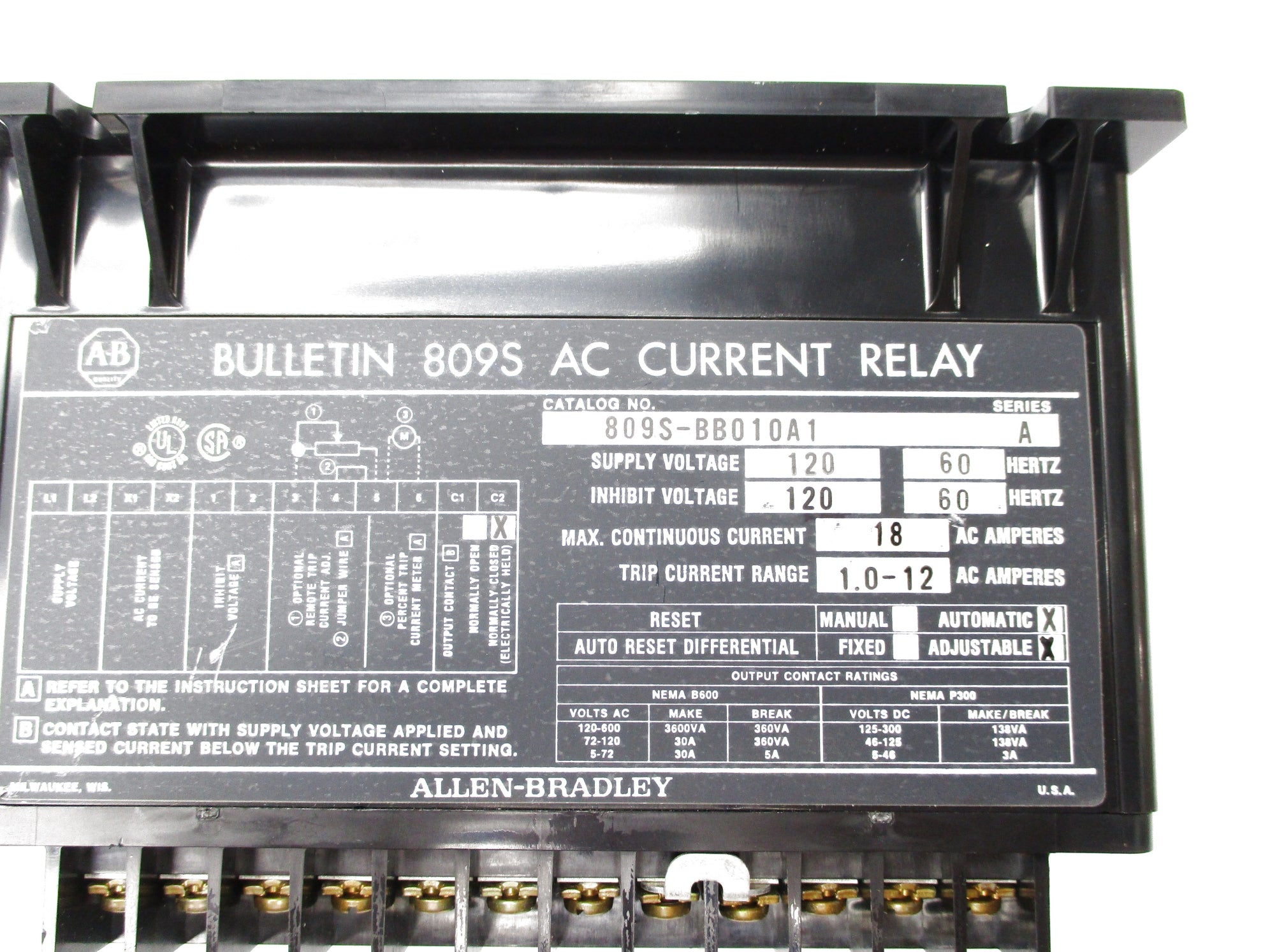 INDUSTRIAL SPARE PART 809S-BB010A1 SER. A 120V NSNP