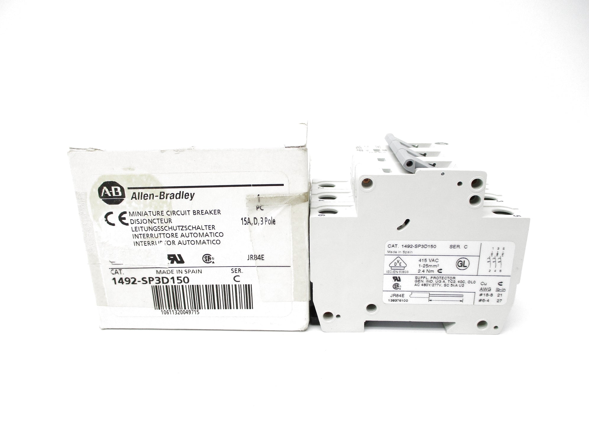 ALLEN BRADLEY 1492-SP3D150 SER. C 415VAC 15A NSMP