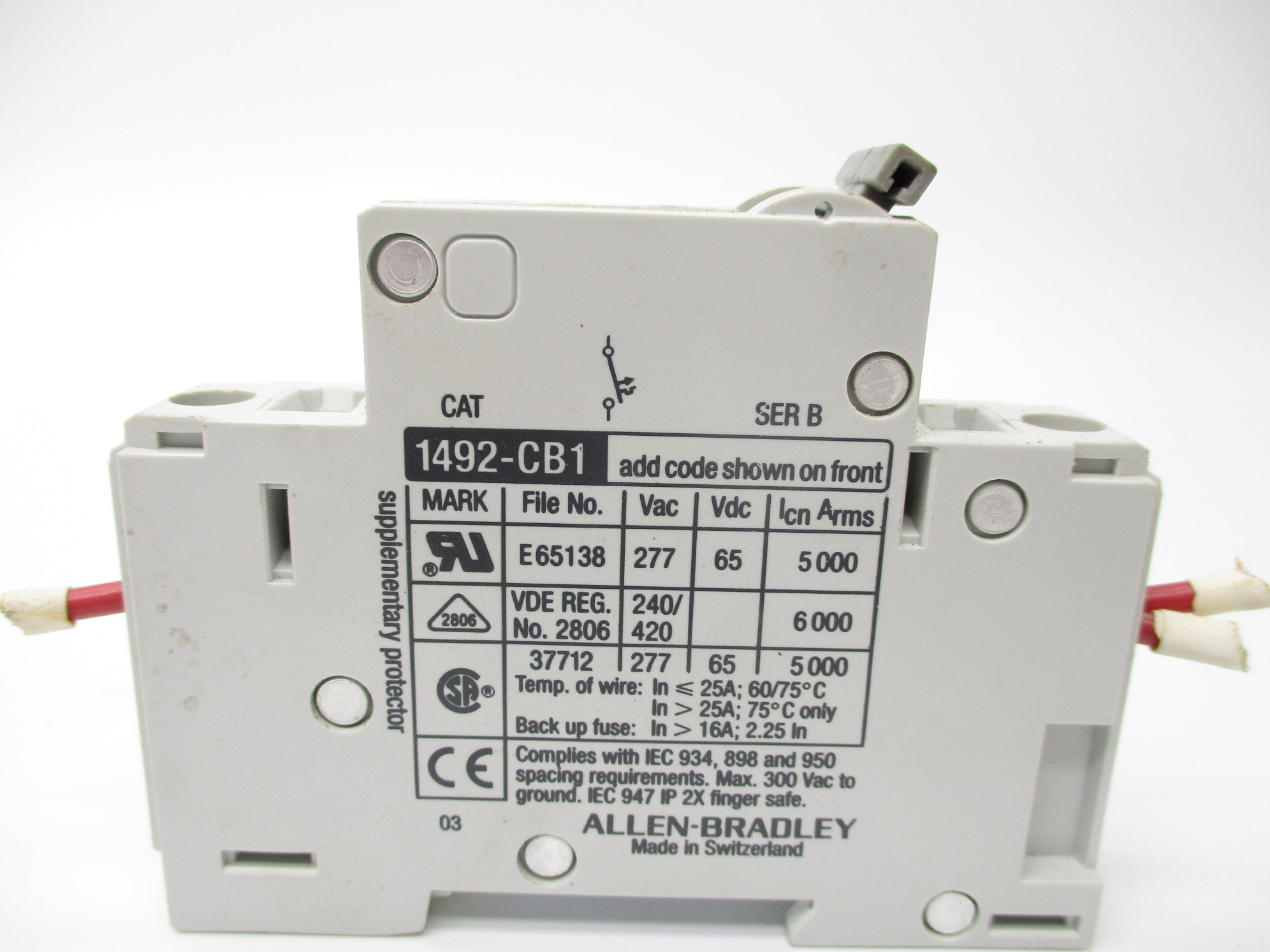ALLEN BRADLEY 1492-CB1H020 SER. B 2A 277VAC UNMP
