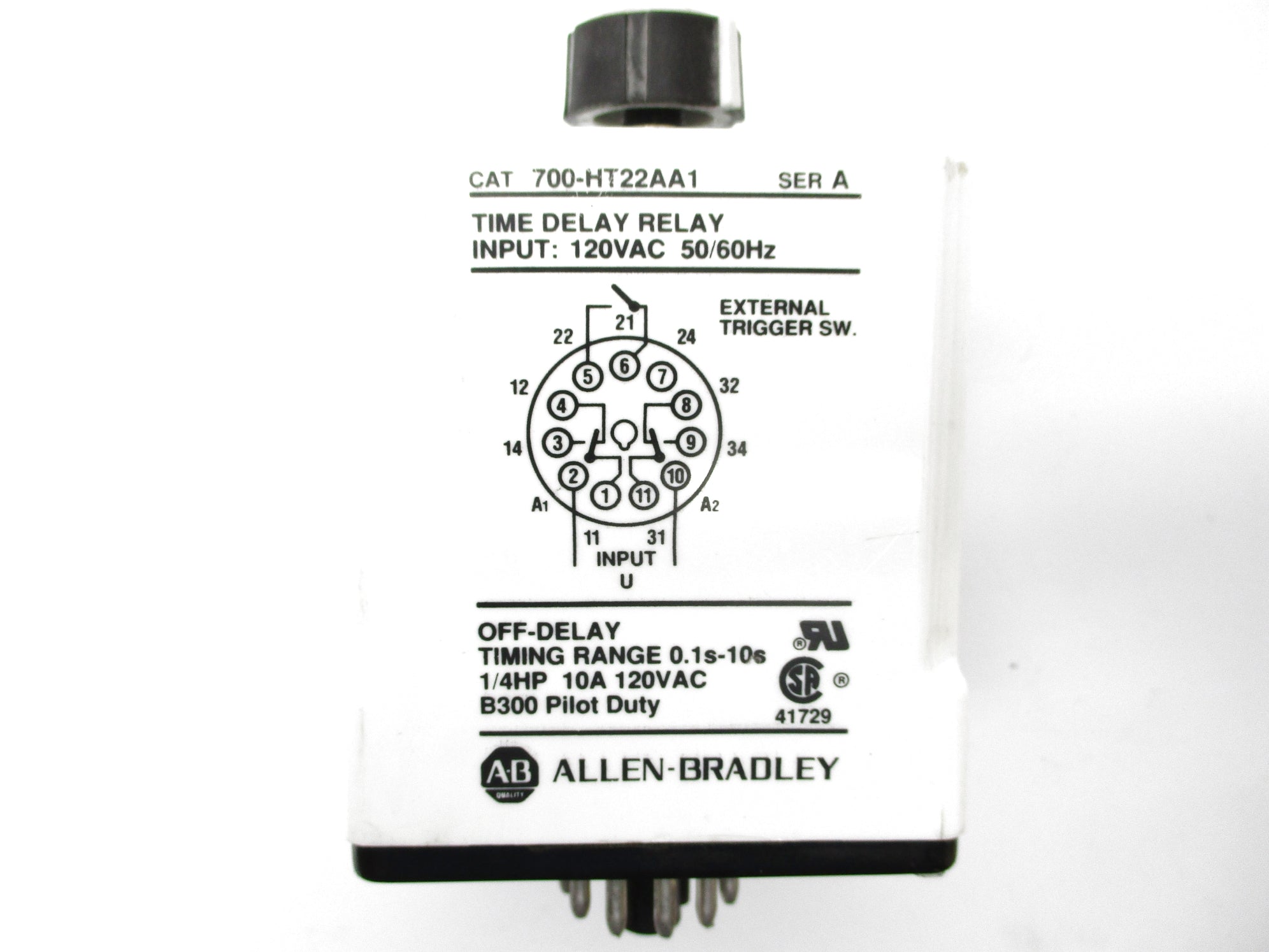 ALLEN BRADLEY 700-HT22AA1 SER. A 120VAC 10A 0.1-10S UNMP