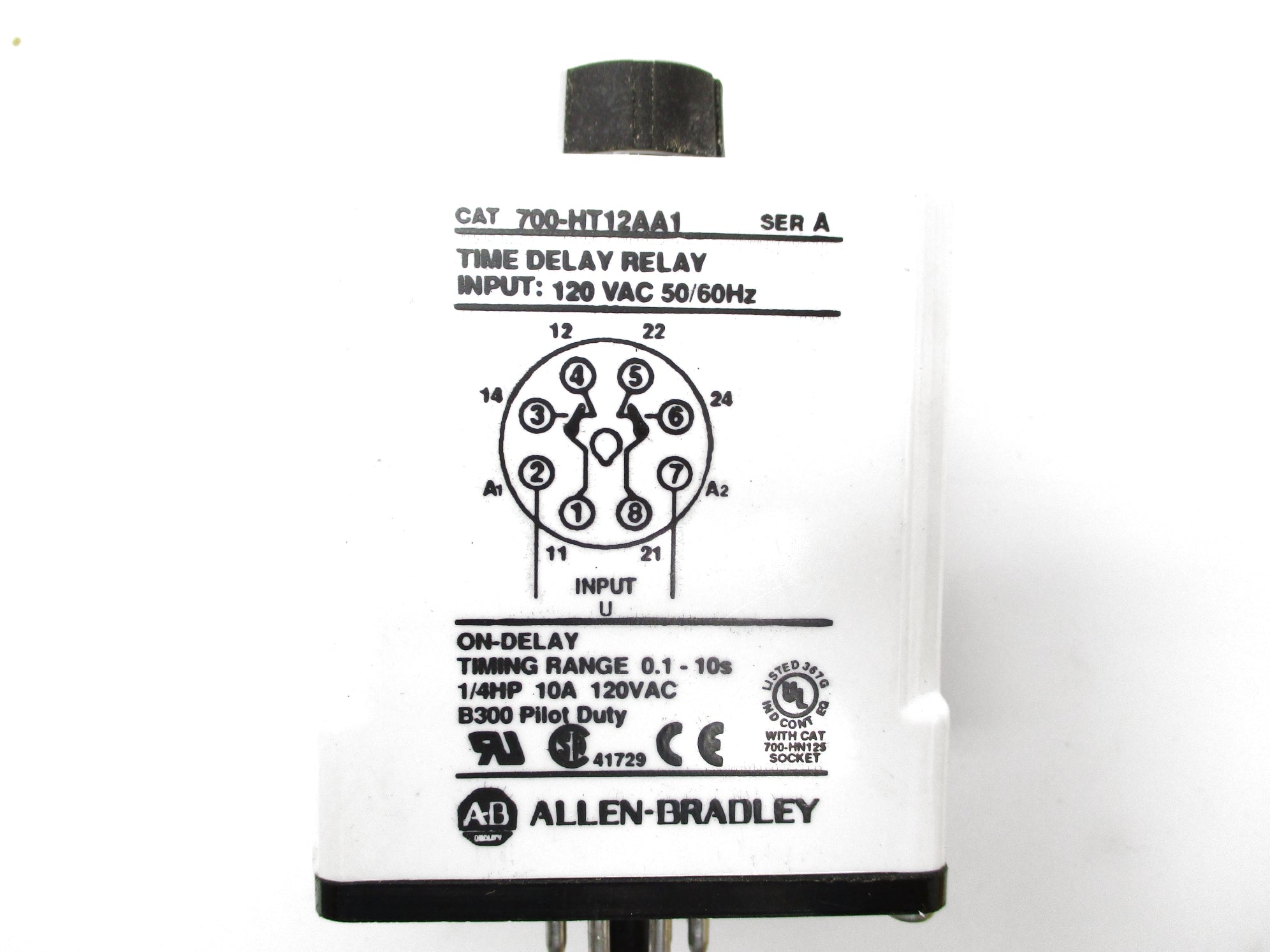ALLEN BRADLEY 700-HT12AA1 SER. A 120VAC 10A 0.1-10S UNMP