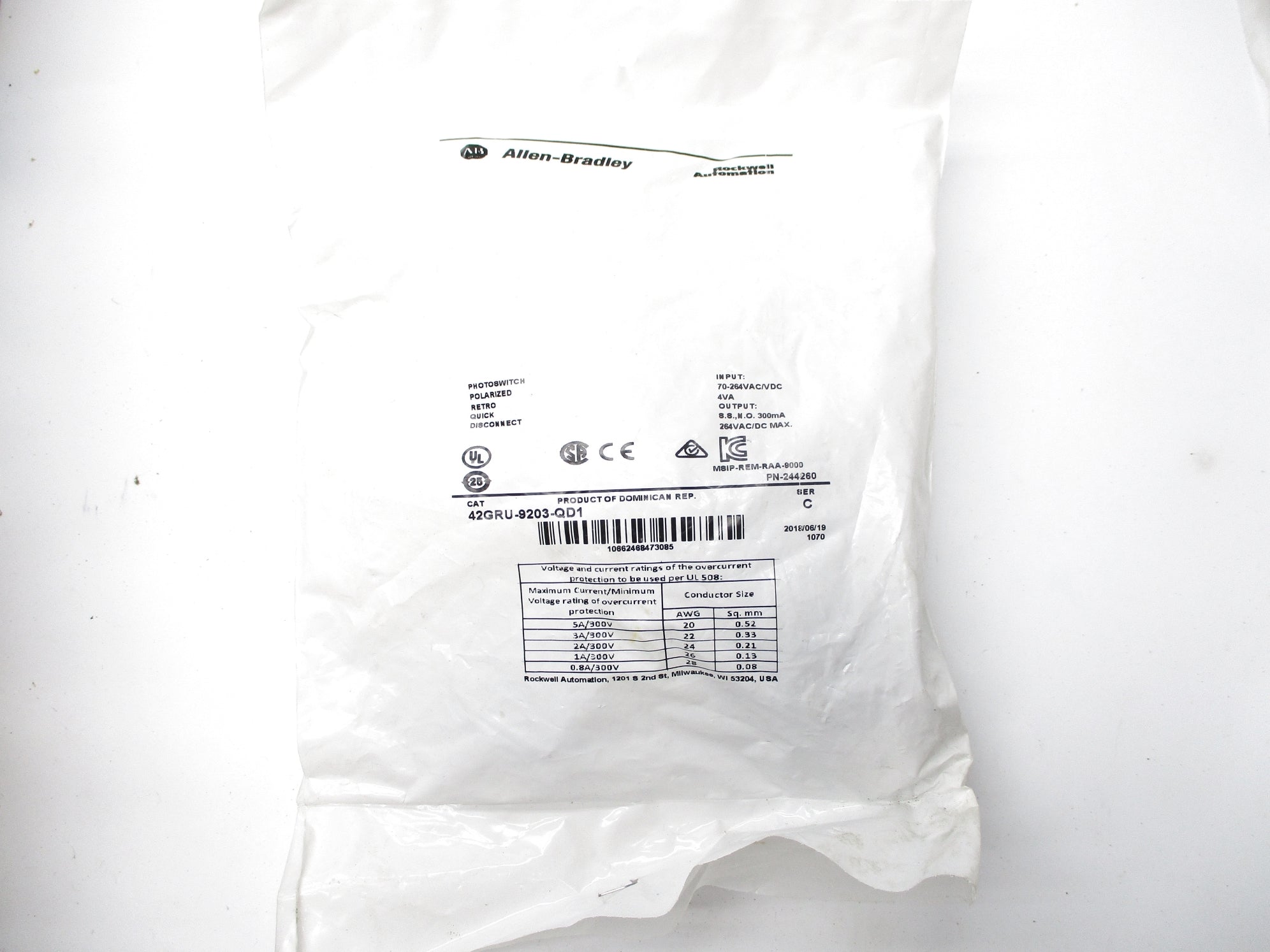 ALLEN BRADLEY 42GRU-9203-QD1 SER. C 70-264VAC/DC NSMP