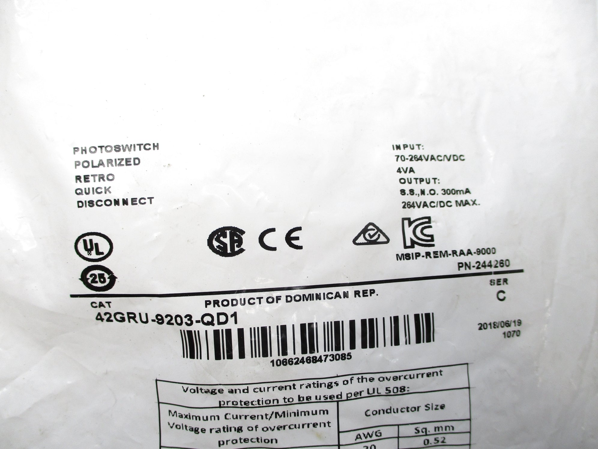 ALLEN BRADLEY 42GRU-9203-QD1 SER. C 70-264VAC/DC NSMP