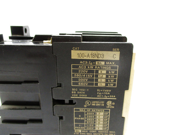 ALLEN BRADLEY 100-A18ND3 SER. C 110/120V NSNP
