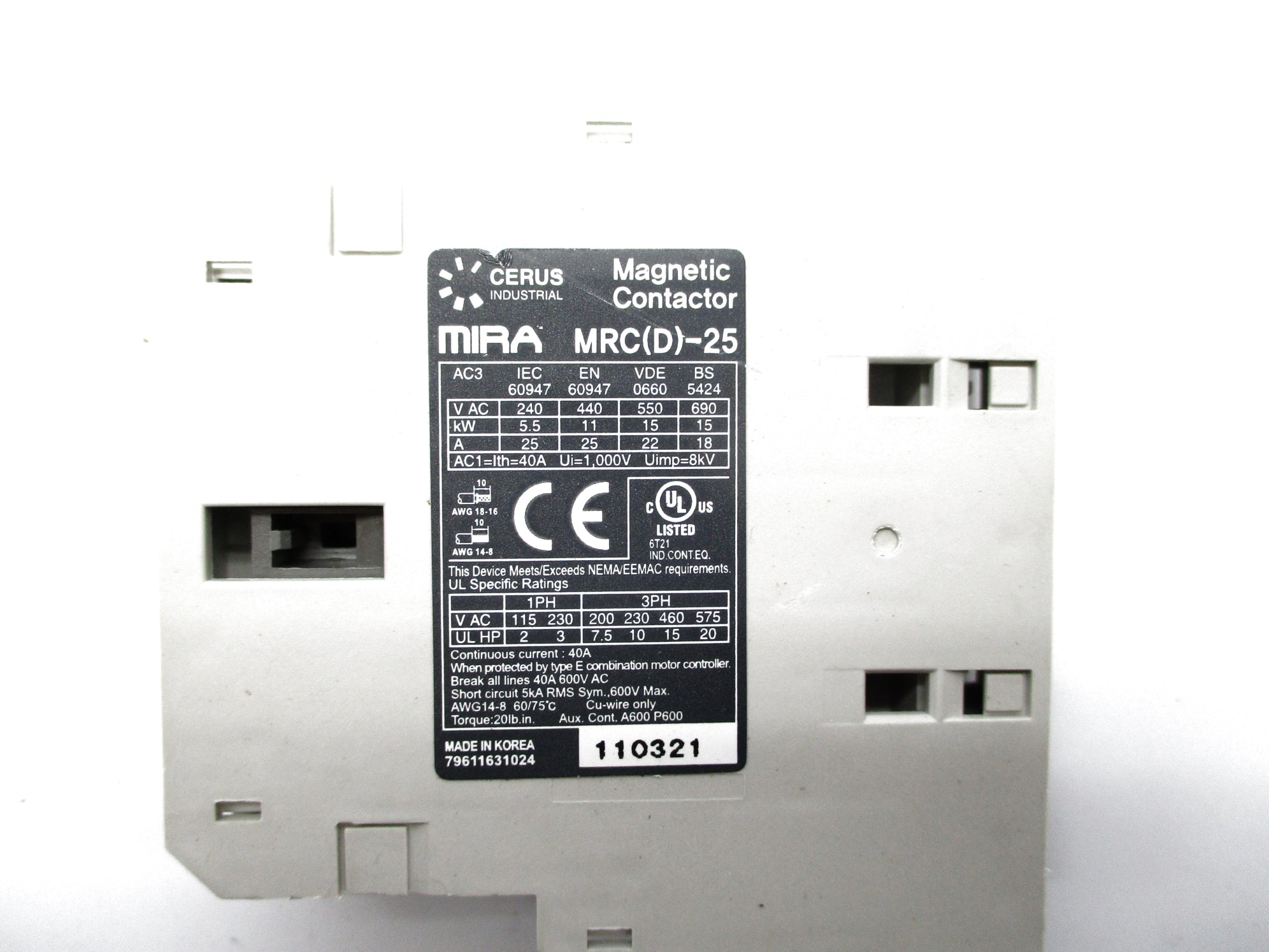 CERUS MRC(D)-25 (AS PICTURED) 240/690VAC NSNP