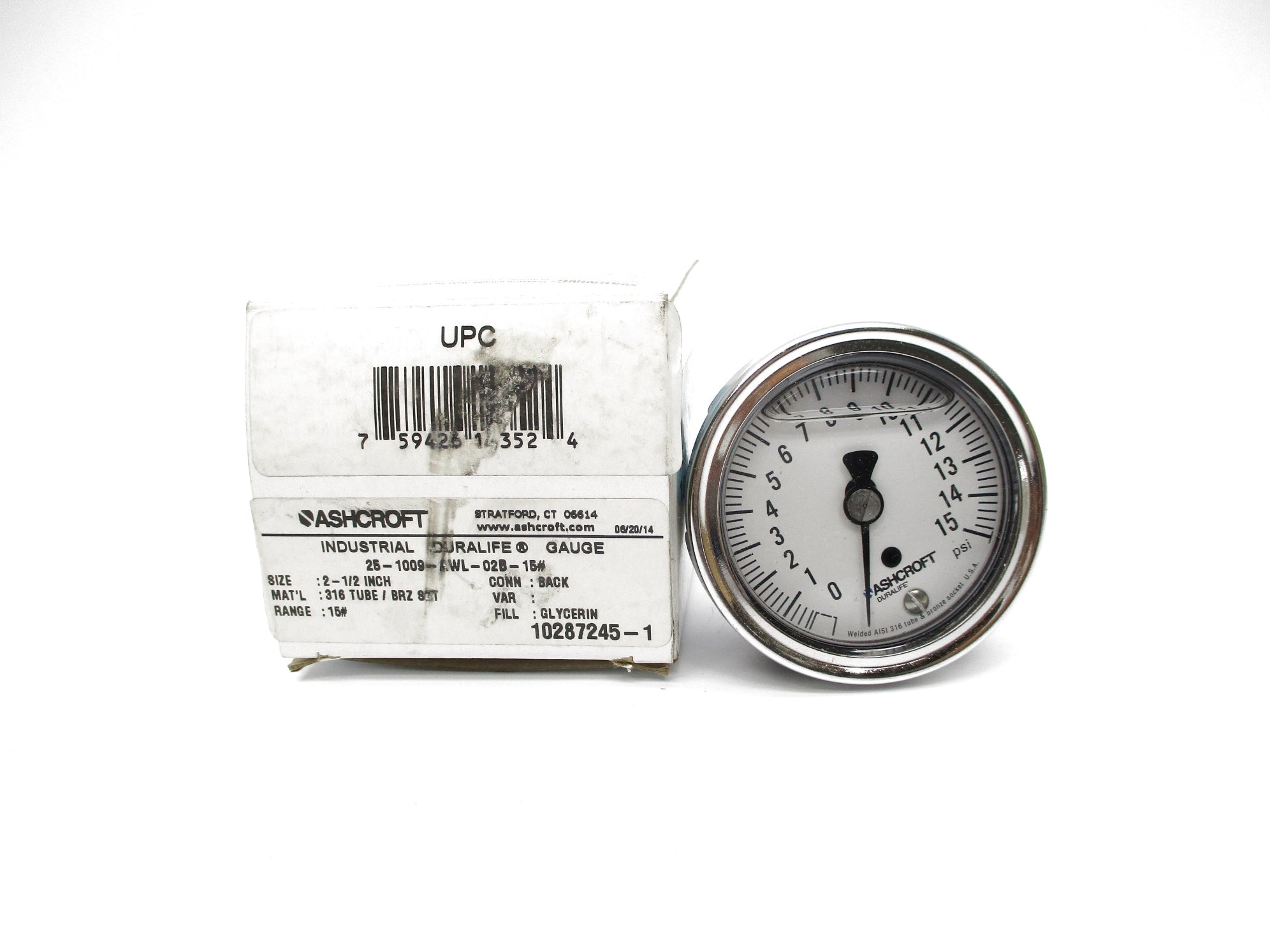 ASHCROFT 25-1009-AWL-02B-15# 0-15PSI NSMP