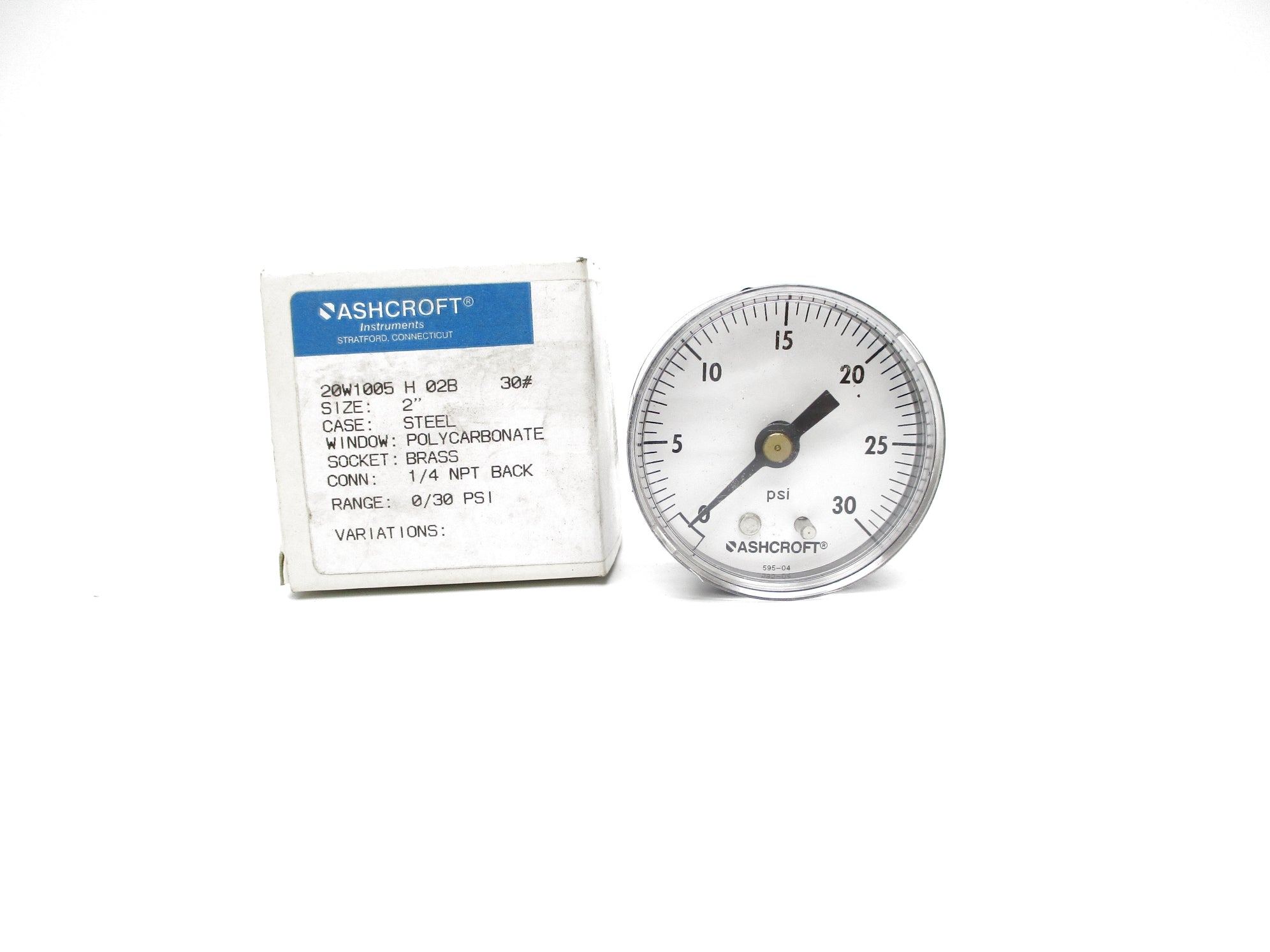 ASHCROFT 20W1005H02B30# 0-30PSI 2" NSMP