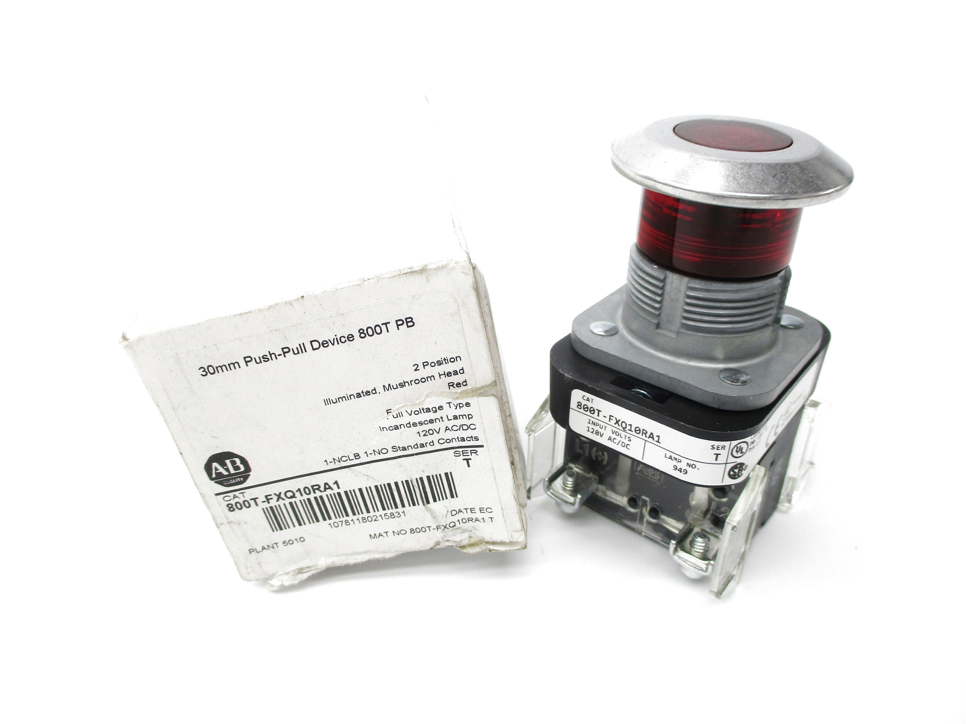 ALLEN BRADLEY 800T-FXQ10RA1 SER. T 120VAC/DC (WH) NSMP