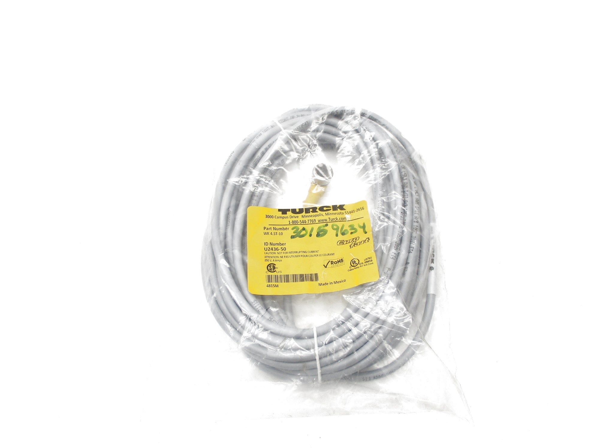 TURCK WK4.5T-10 U2436-50 250V 4A NSMP