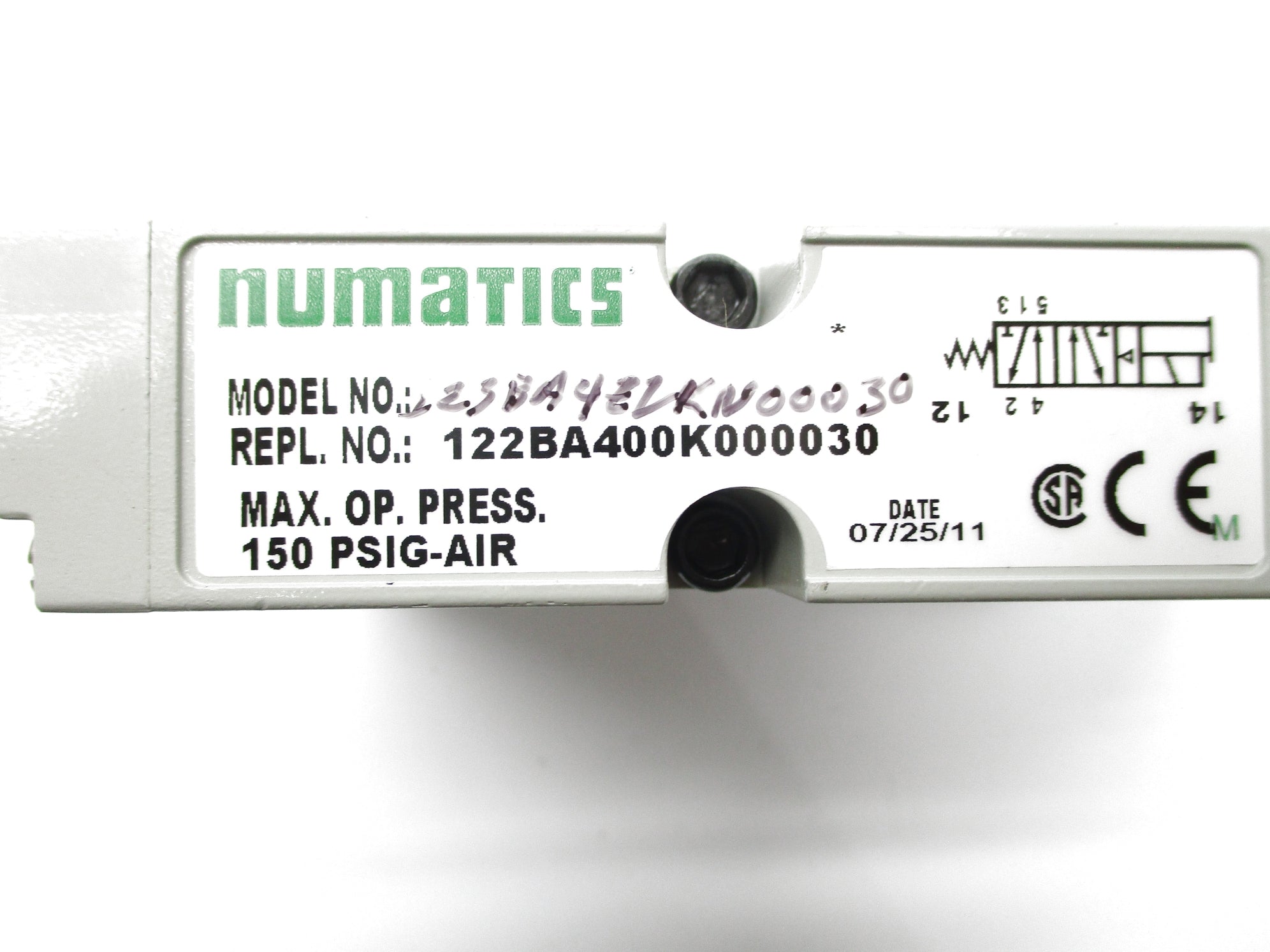 NUMATICS 122BA400K000030 150PSI NSNP