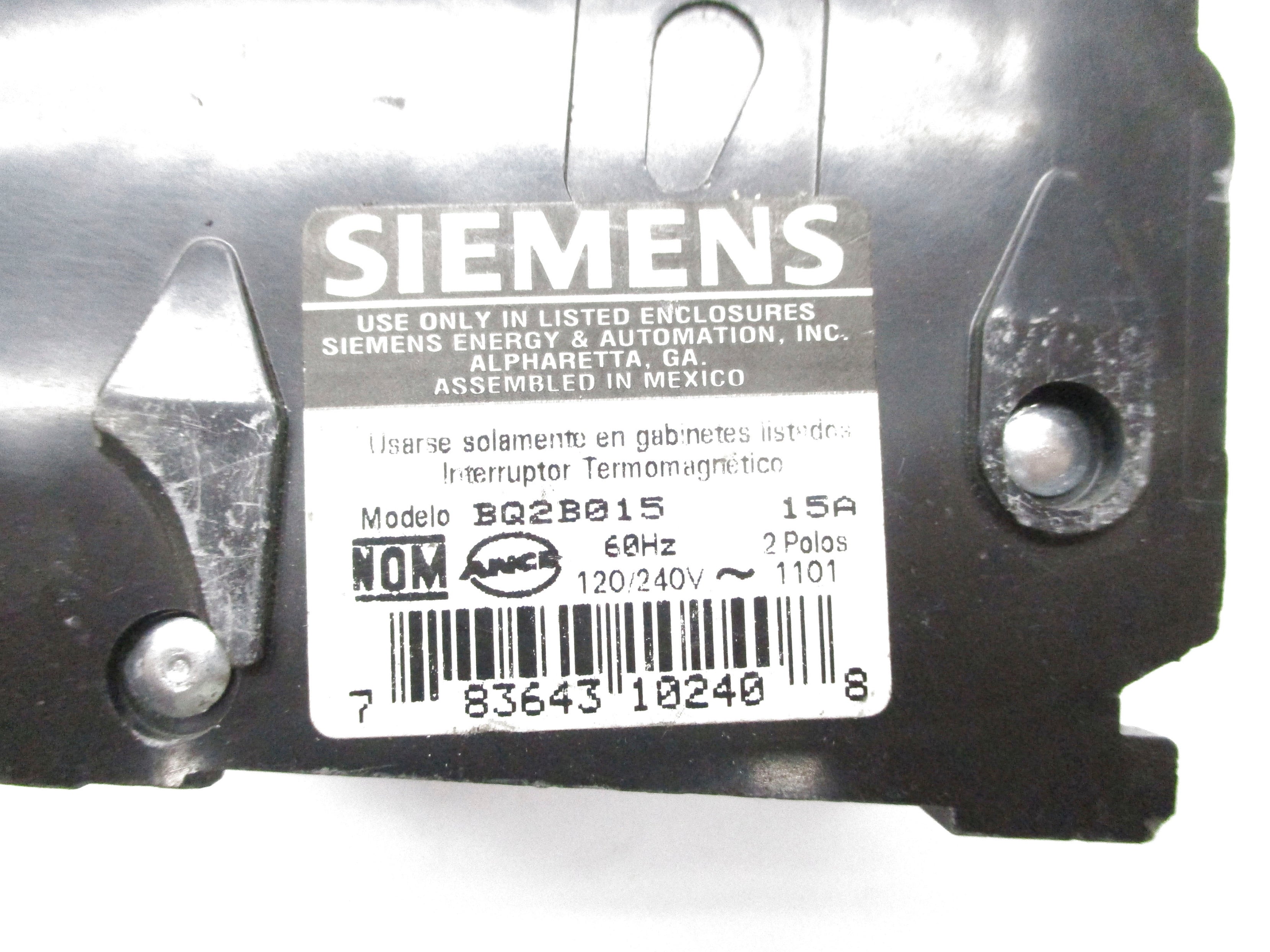 SIEMENS BQ2B015 120/240V 15A UNMP