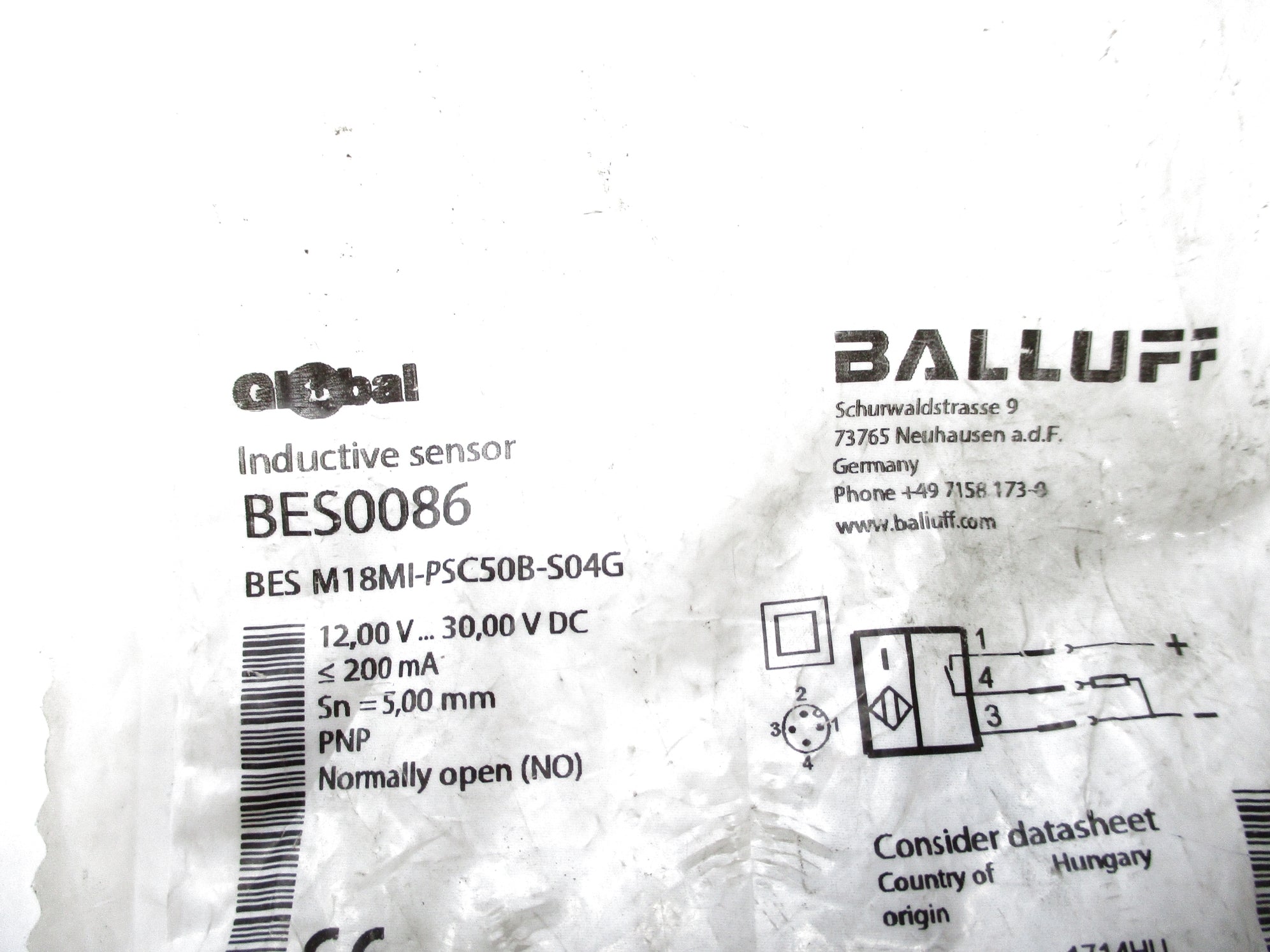 BALLUFF BESM18MI-PSC50B-S04G BES0086 10-30VDC NSMP
