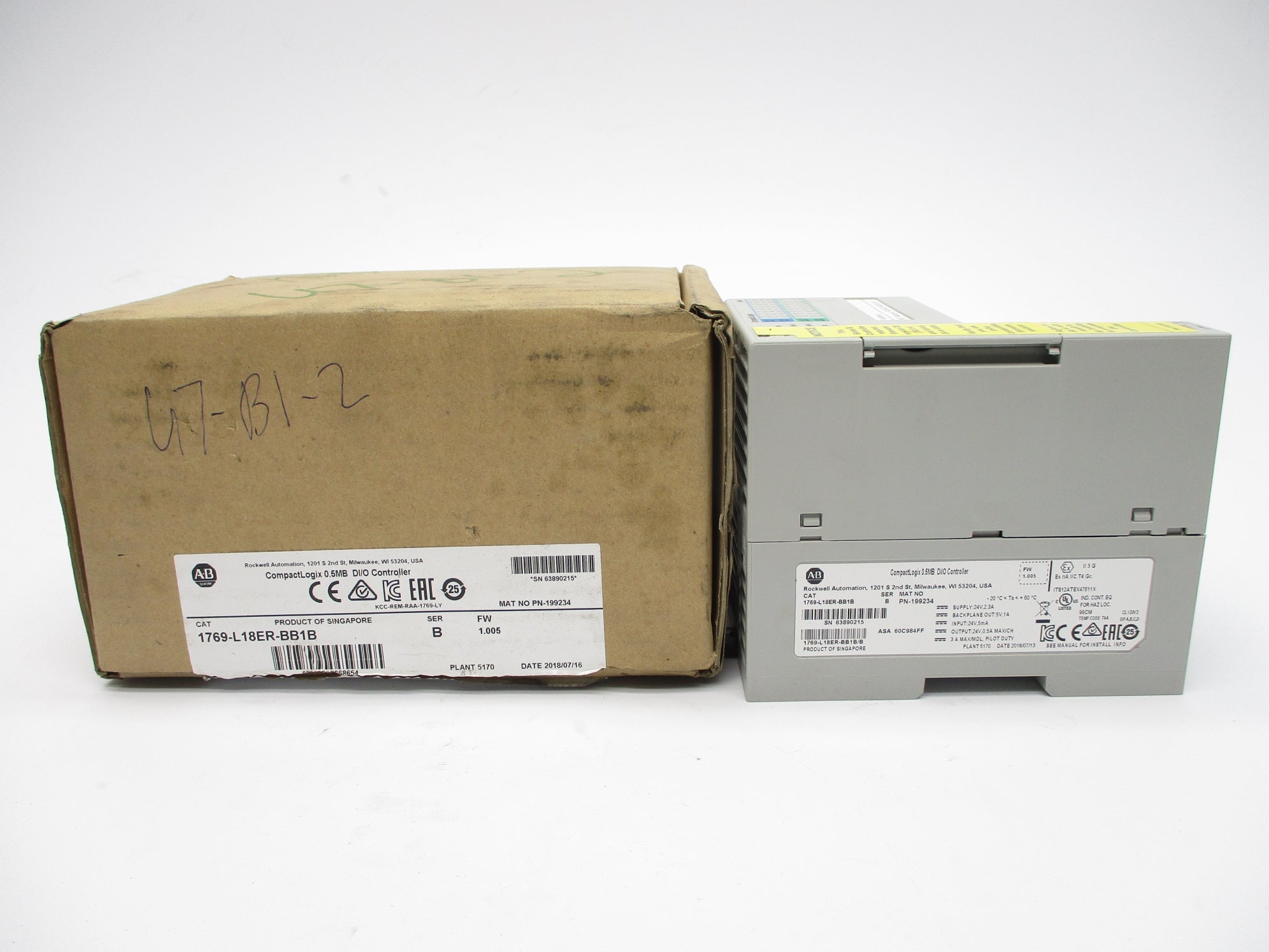 ALLEN BRADLEY 1769-L18ER-BB1B SER. B F/W 1.005 24V 2.3A NSMP