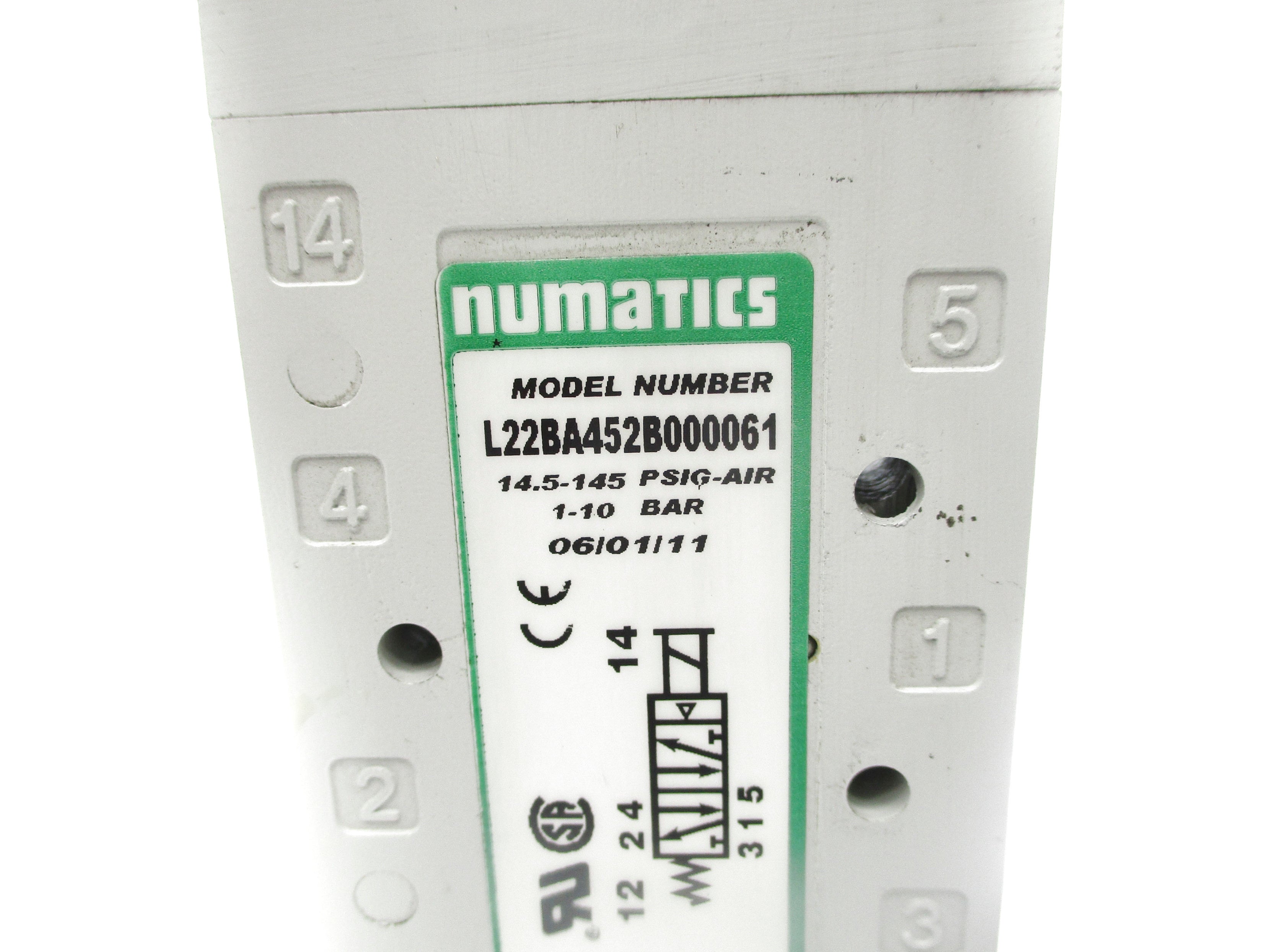 NUMATICS L22BA452B000061 24VDC 0.15A 14.5-145PSI NSNP