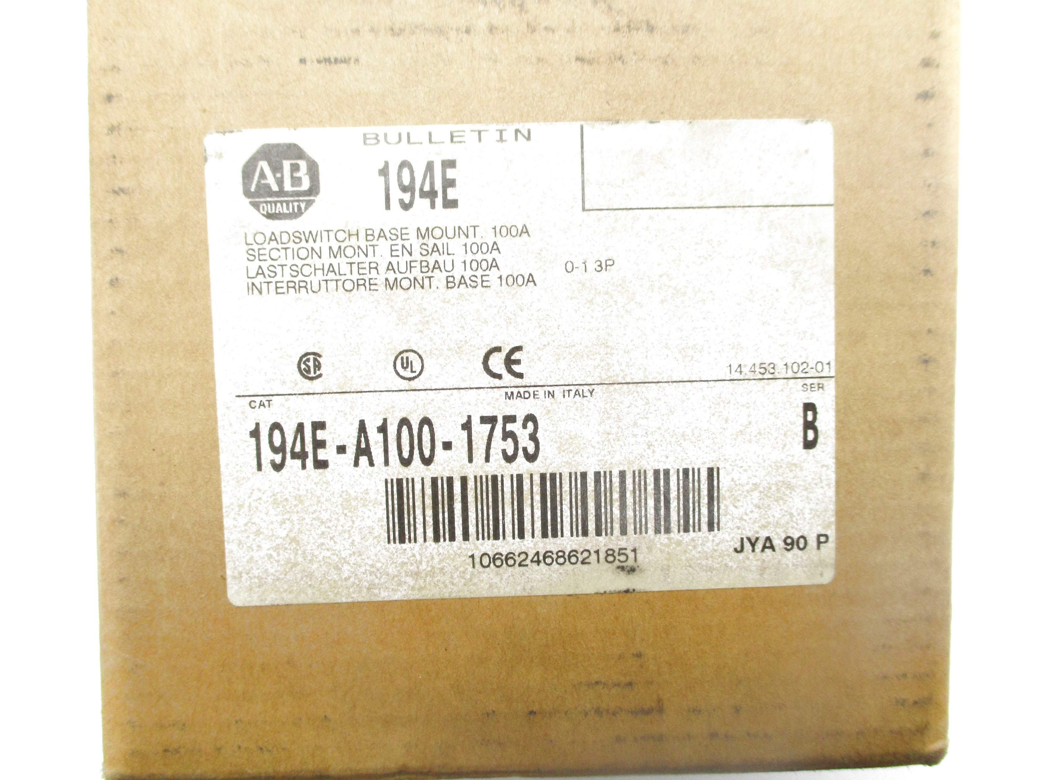ALLEN BRADLEY 194E-A100-1753 SER. B 690V 100A (BR/WH) NSMP