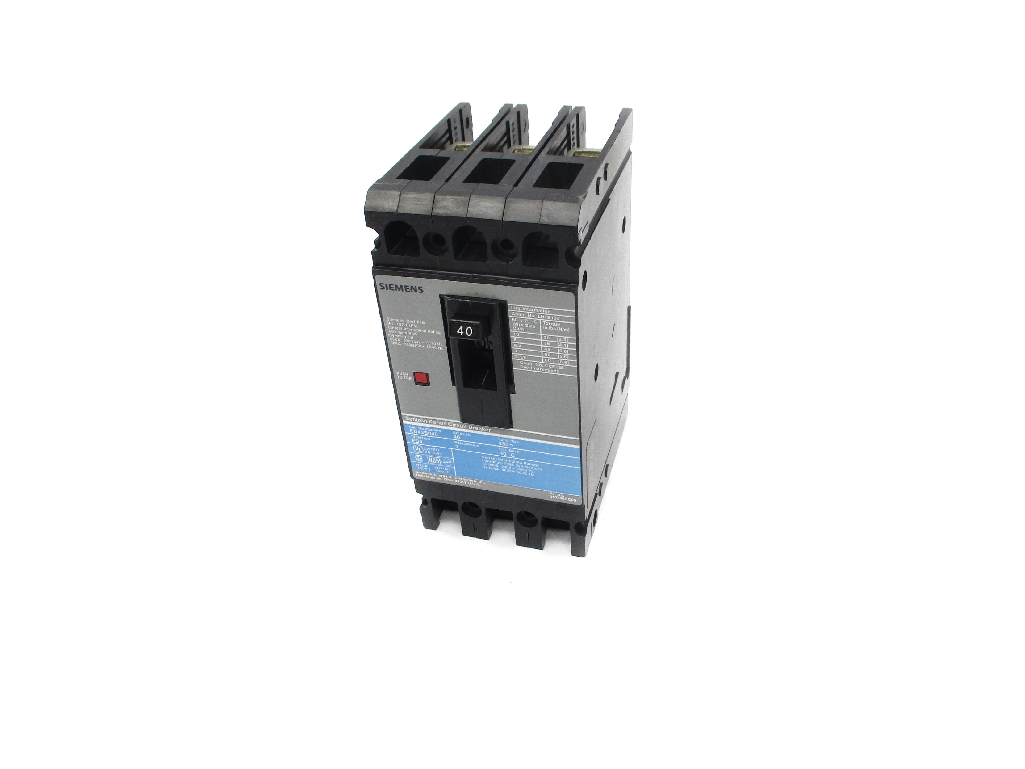 SIEMENS ED43B040 480VAC 40A NSNP