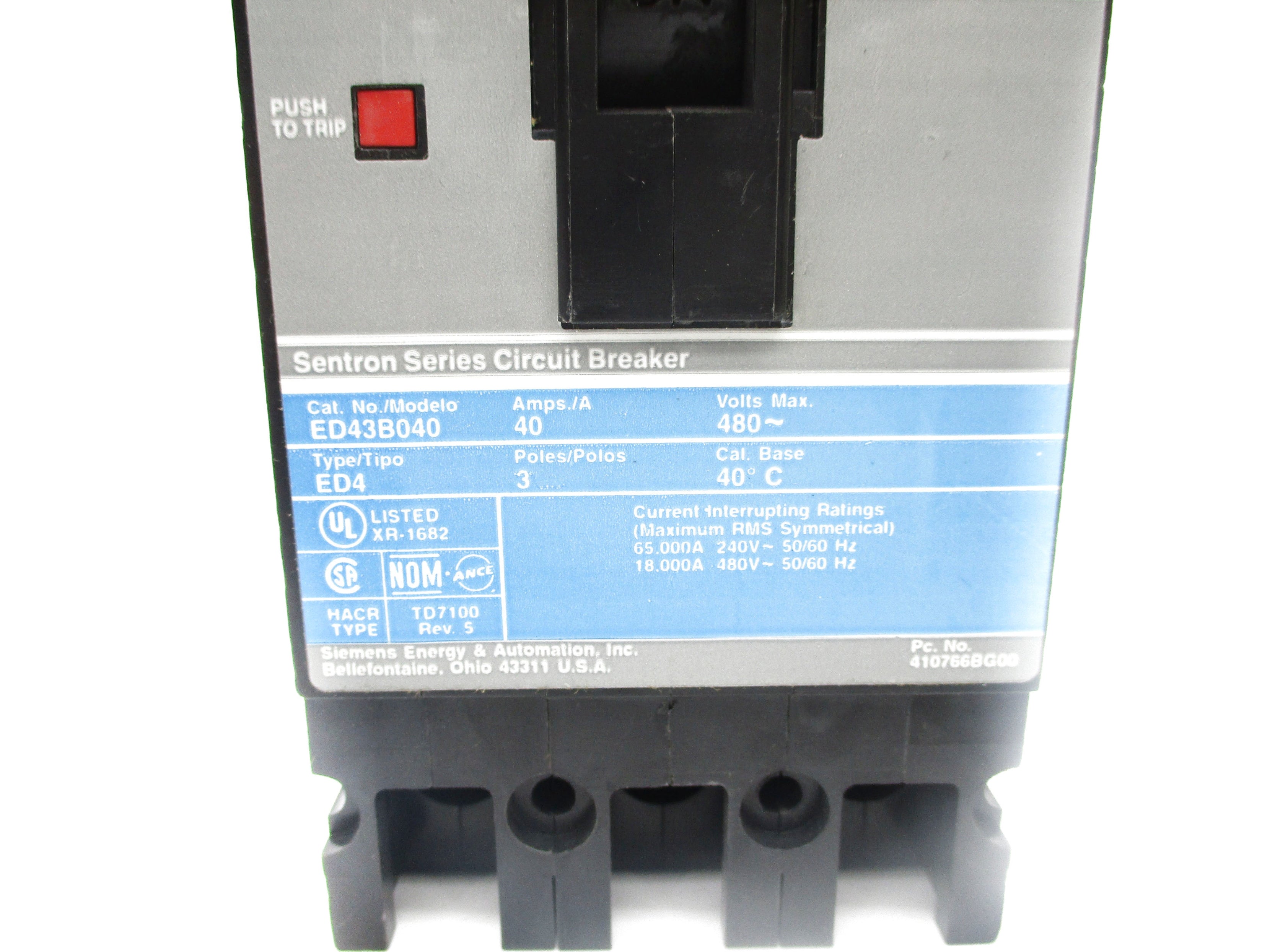 SIEMENS ED43B040 480VAC 40A NSNP