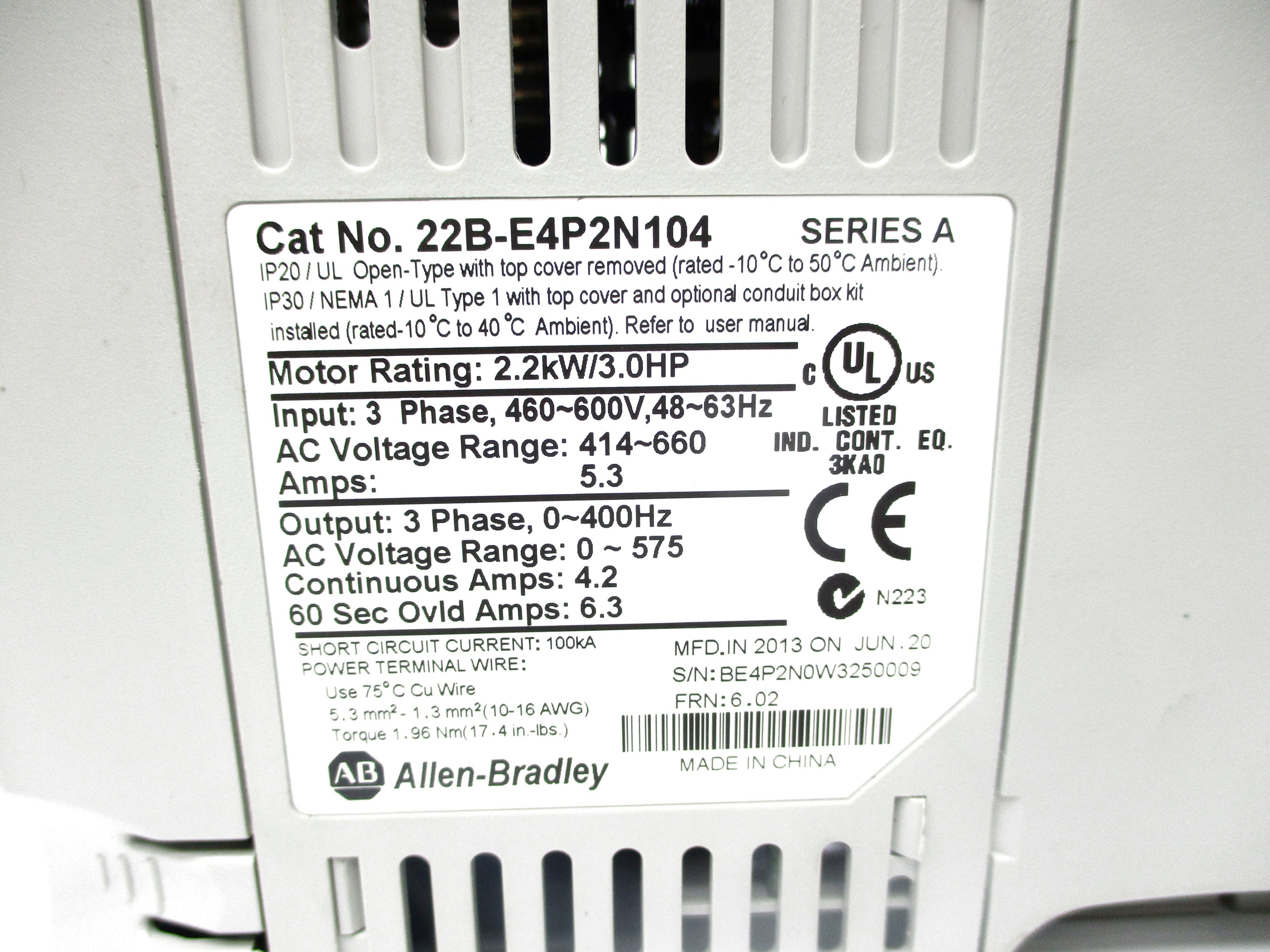 INDUSTRIAL SPARE PART 22B-E4P2N104 SER. A F/W 6.02 414-660VAC 5.3A NSNP