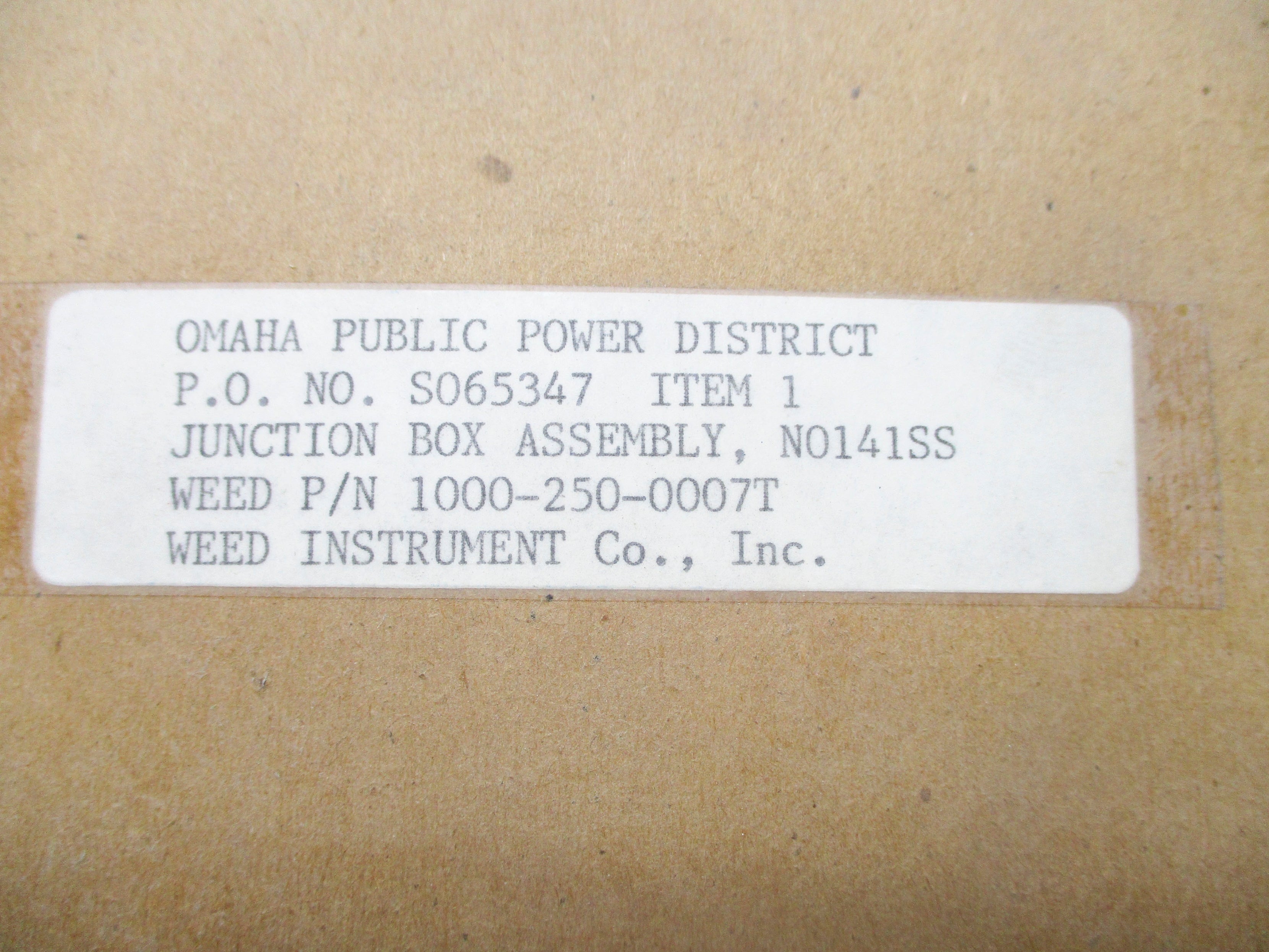 WEED INSTRUMENT N0141SS 1000-250-0007T NSMP
