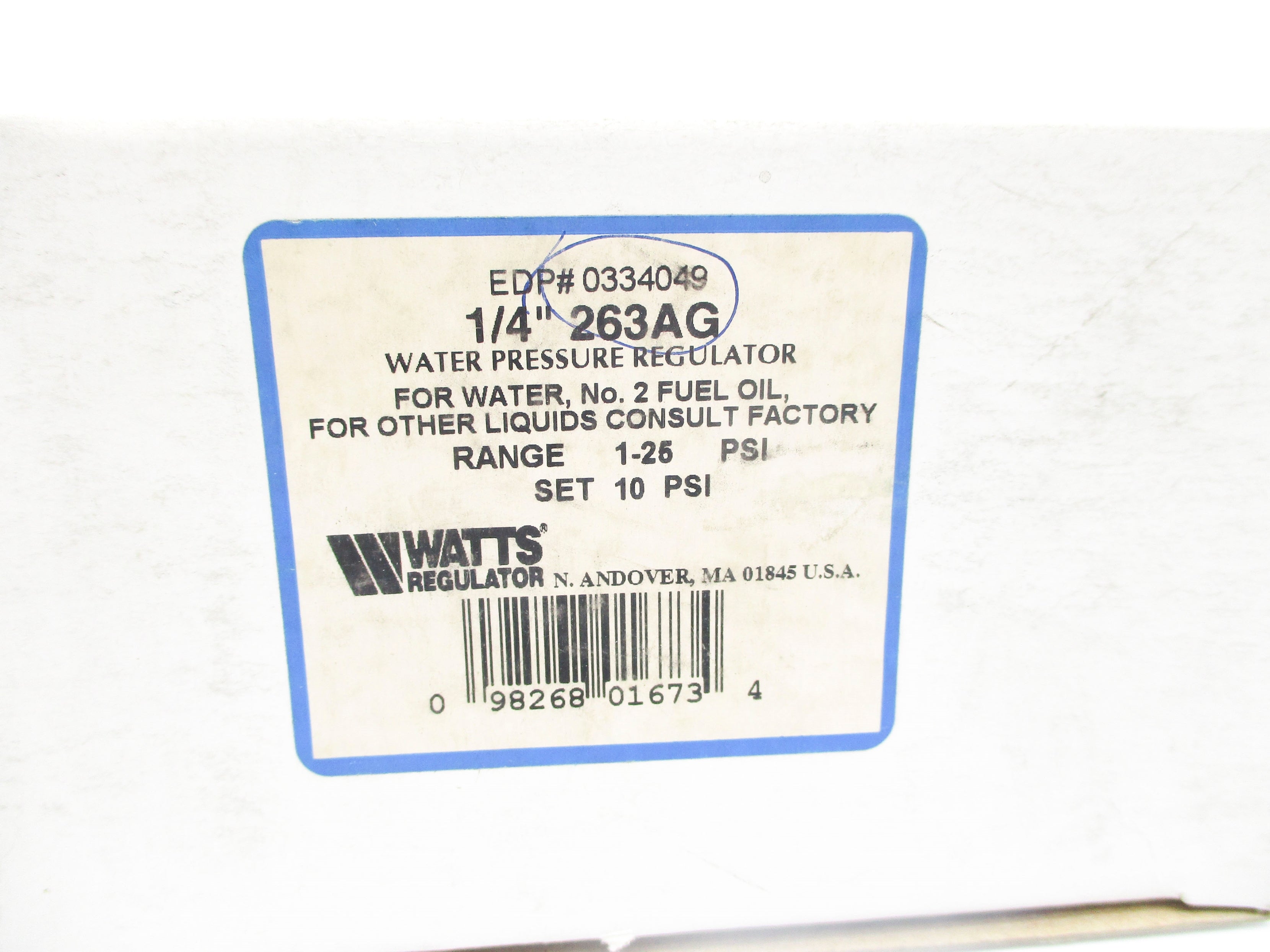 WATTS REGULATOR 263AG 1-25PSI NSMP