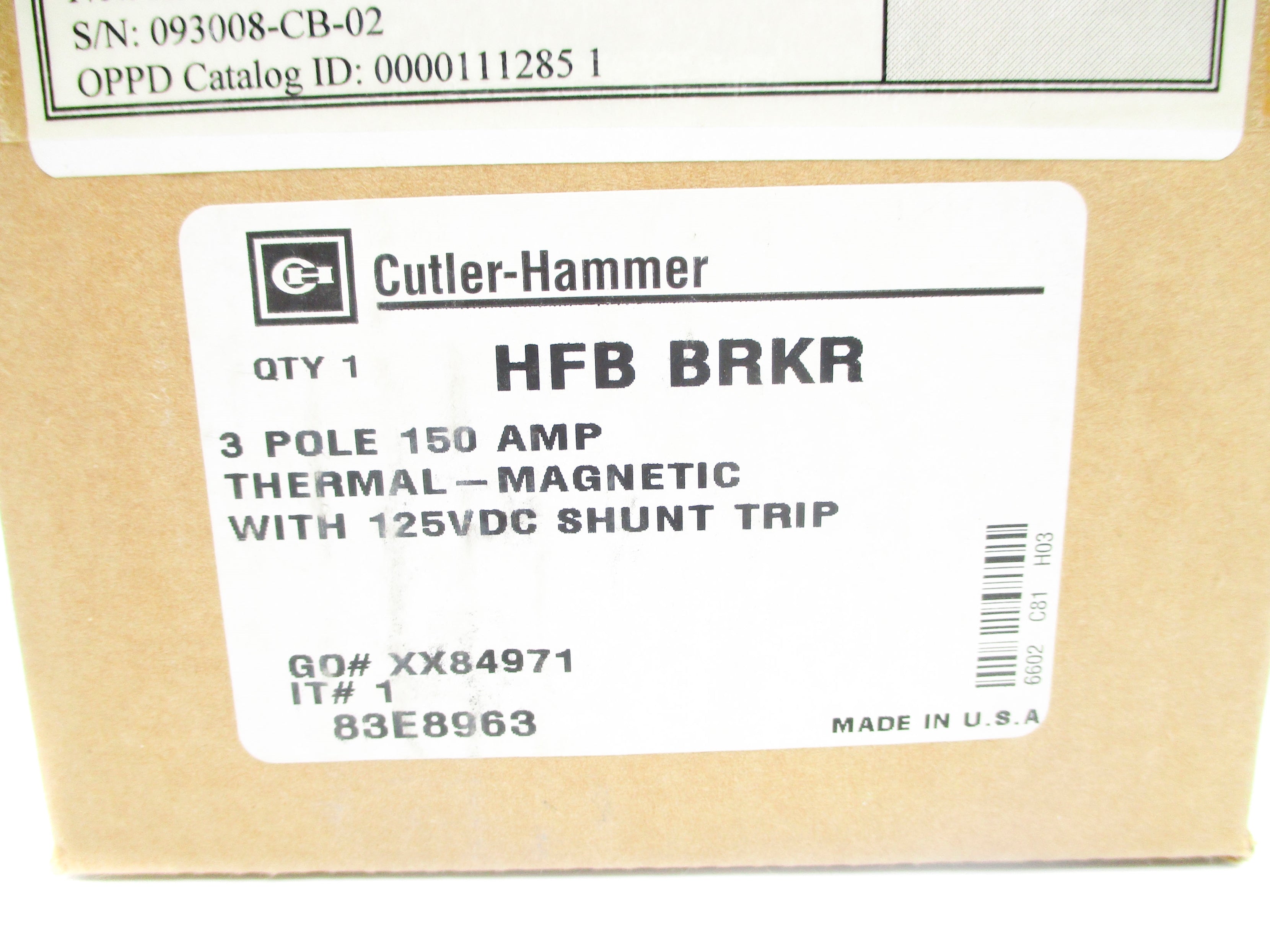 CUTLER HAMMER 83E8963 150A 600VAC NSMP