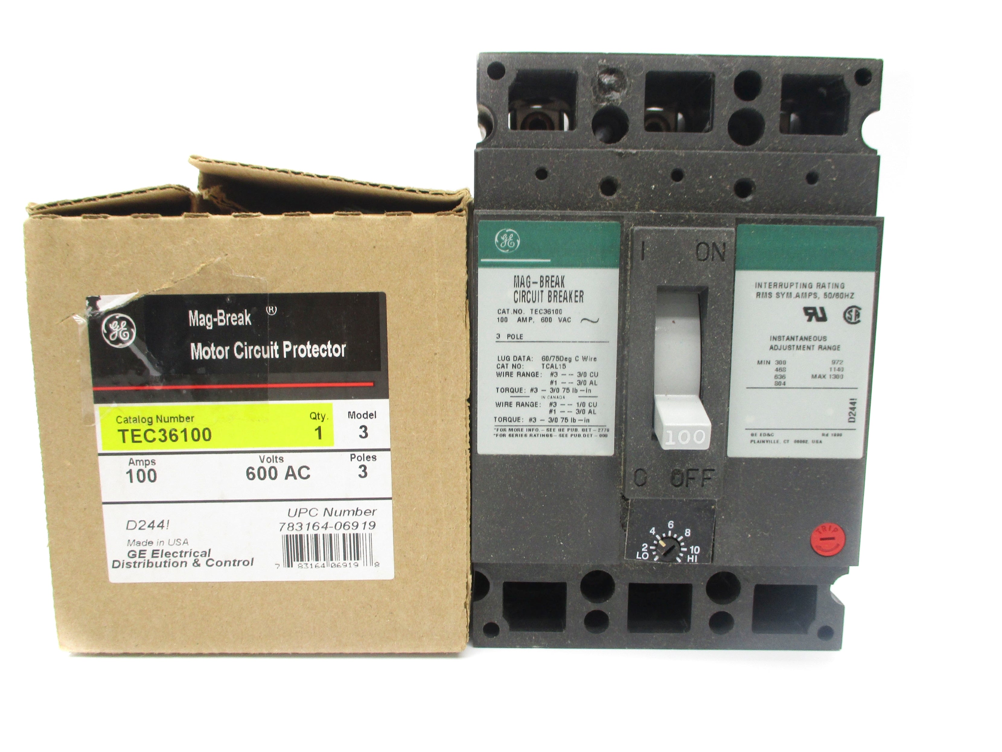 GENERAL ELECTRIC TEC36100 100A 600V (GREEN) NSMP