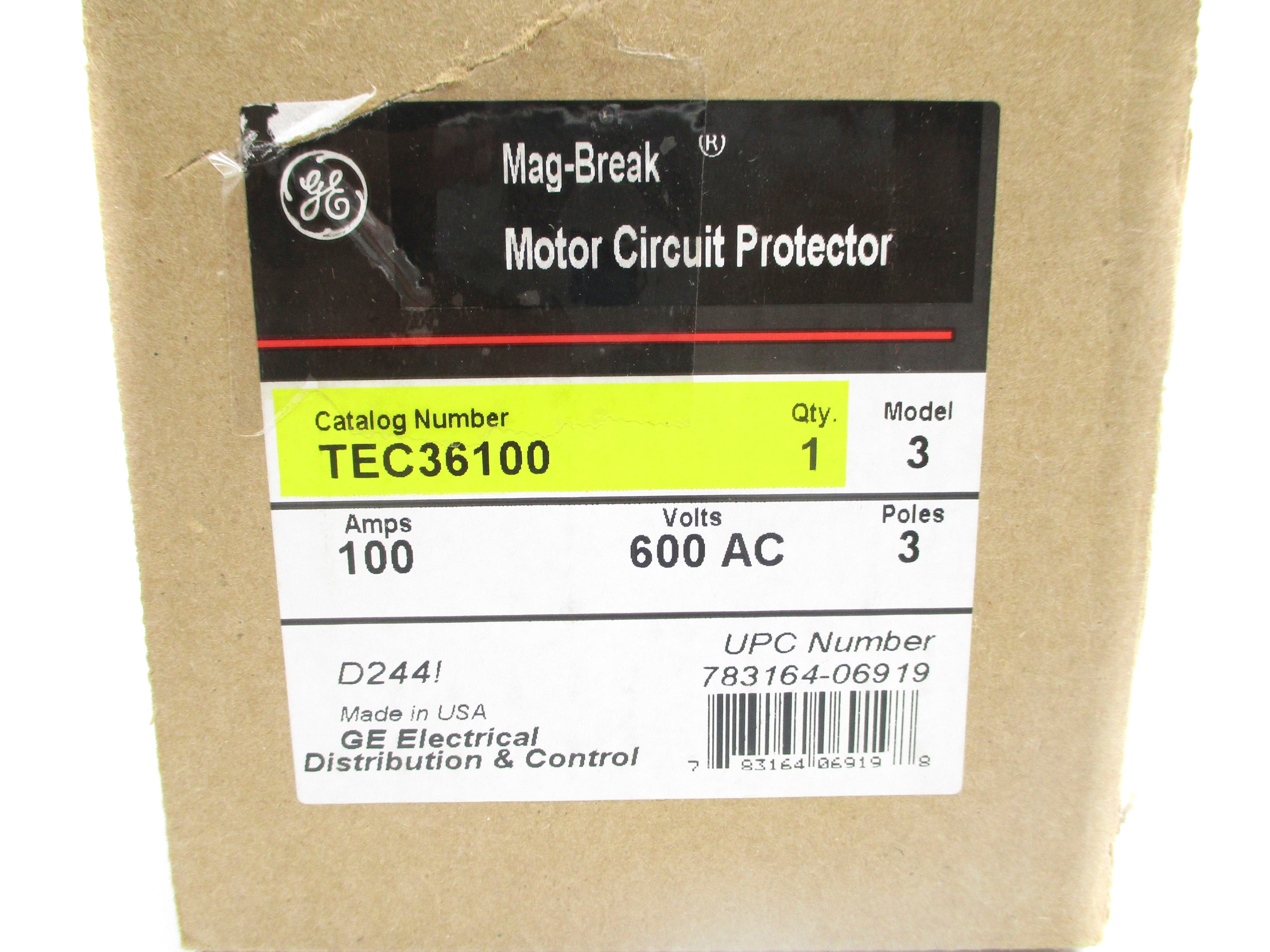 GENERAL ELECTRIC TEC36100 100A 600V (GREEN) NSMP