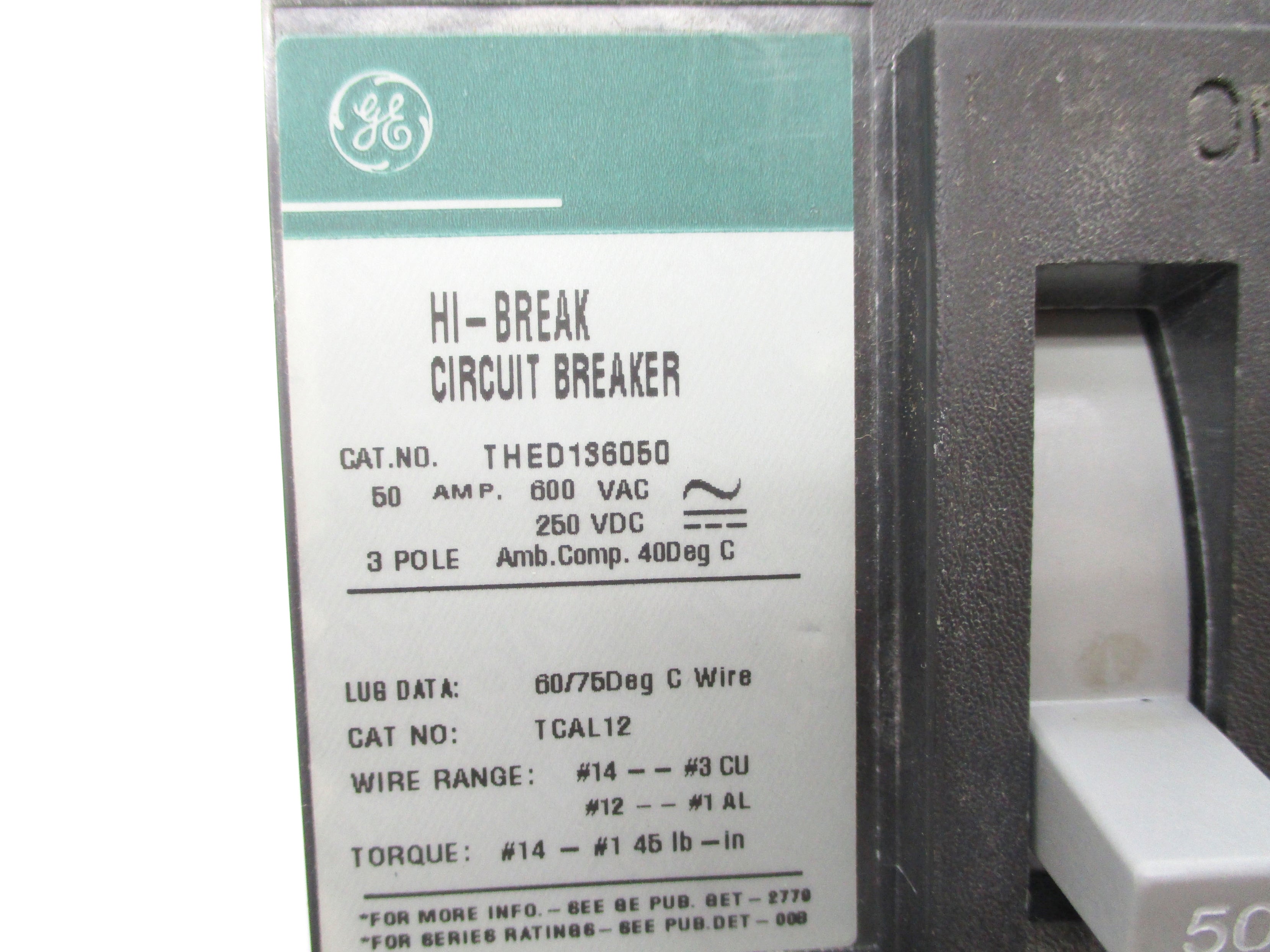 GENERAL ELECTRIC THED136050 600VAC 50A NSNP