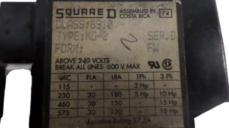 SQUARE D  8910KO-2  UNMP