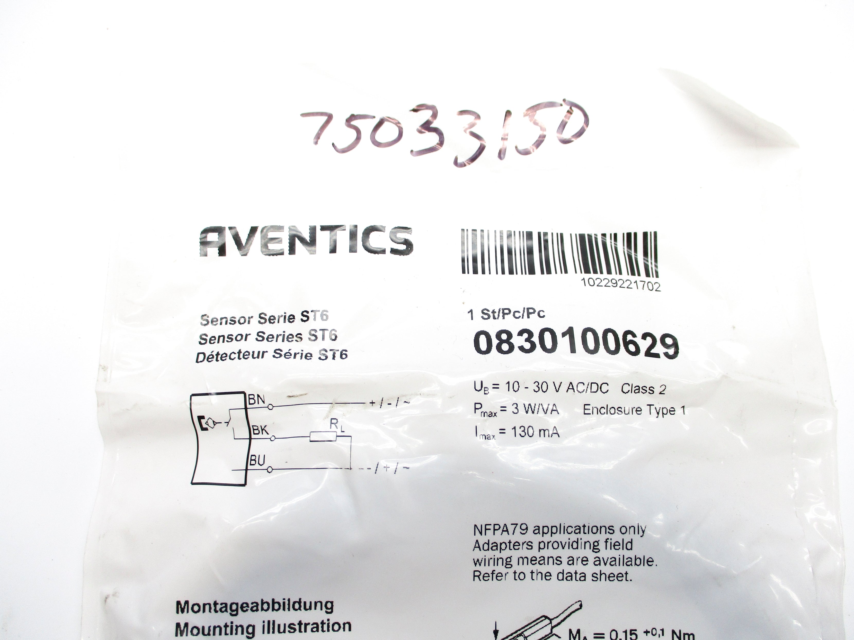 AVENTICS 0830100629 10-30VAC/DC NSMP